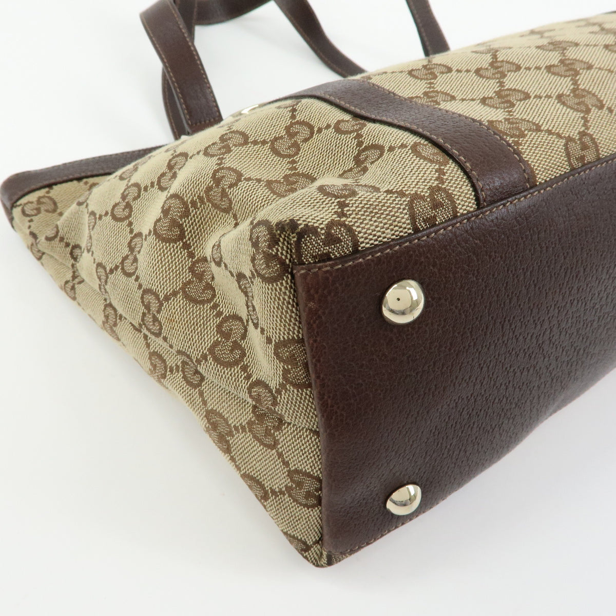 GUCCI Abbey GG Canvas Leather Tote Bag Hand Bag Beige Brown 141470