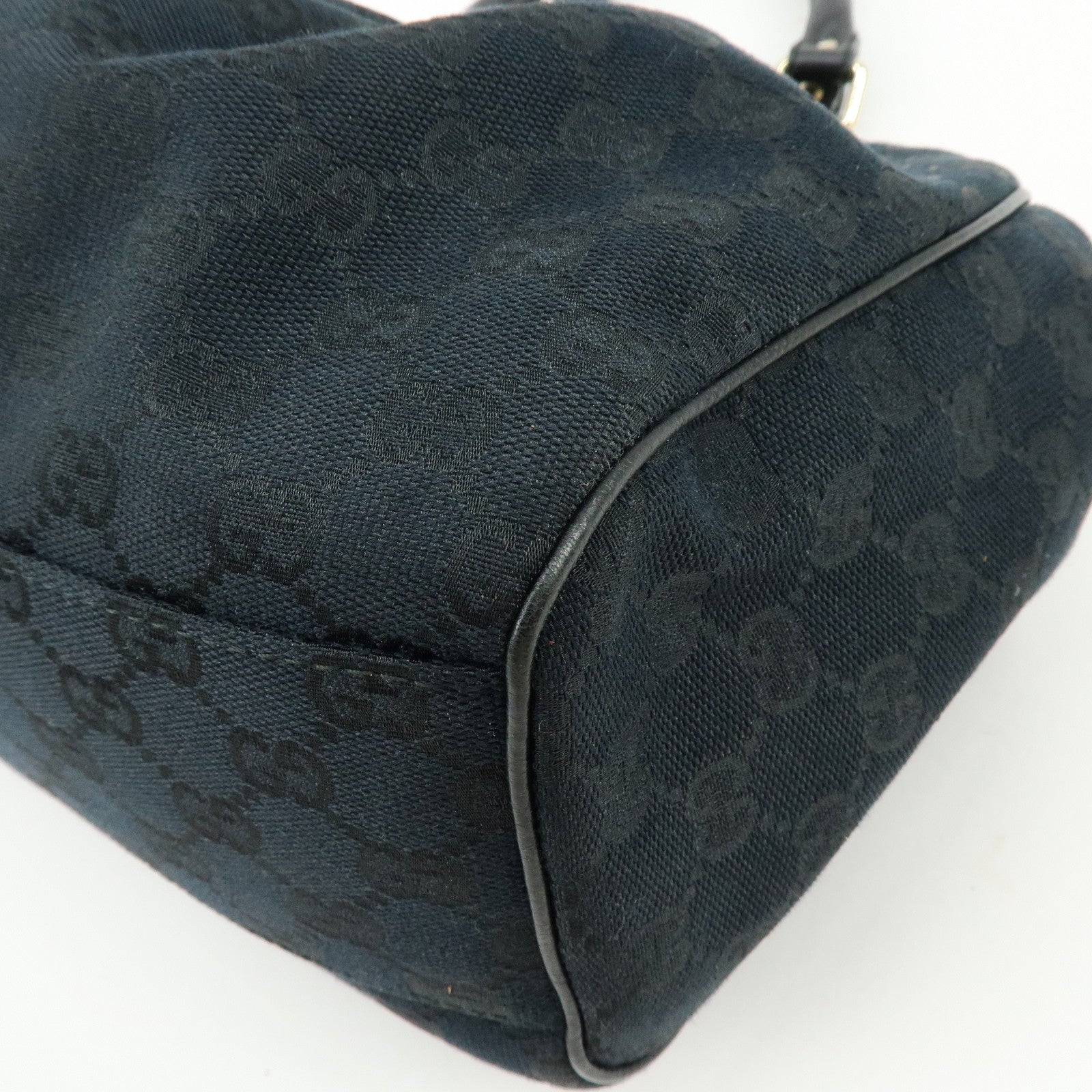 GUCCI Sukey GG Canvas Leather Tote Bag Hand Bag Black 211944
