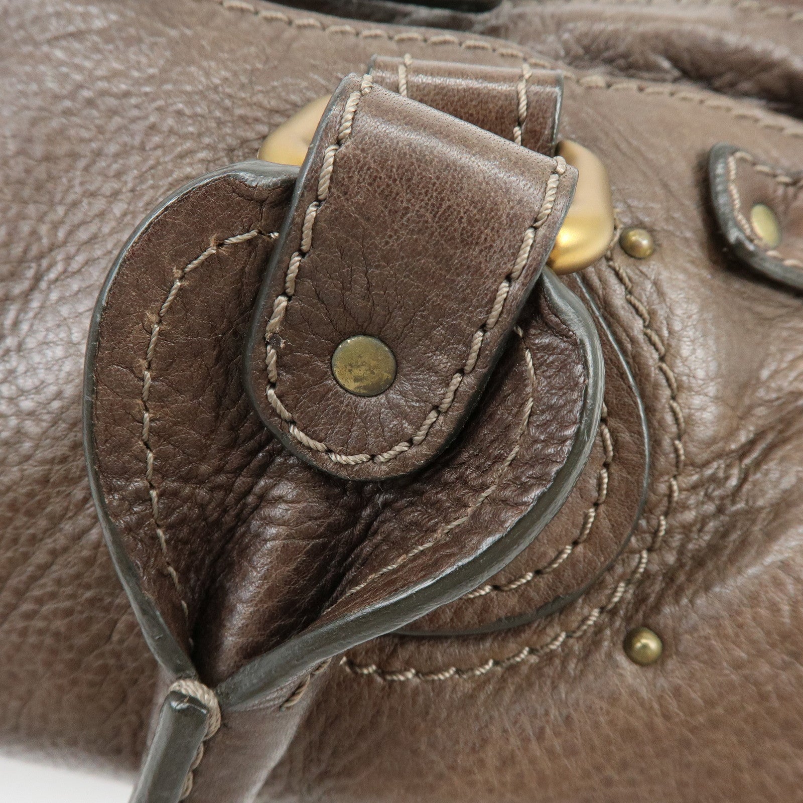 Chloe Paddington Leather Hand Bag Shoulder Bag Dark Brown