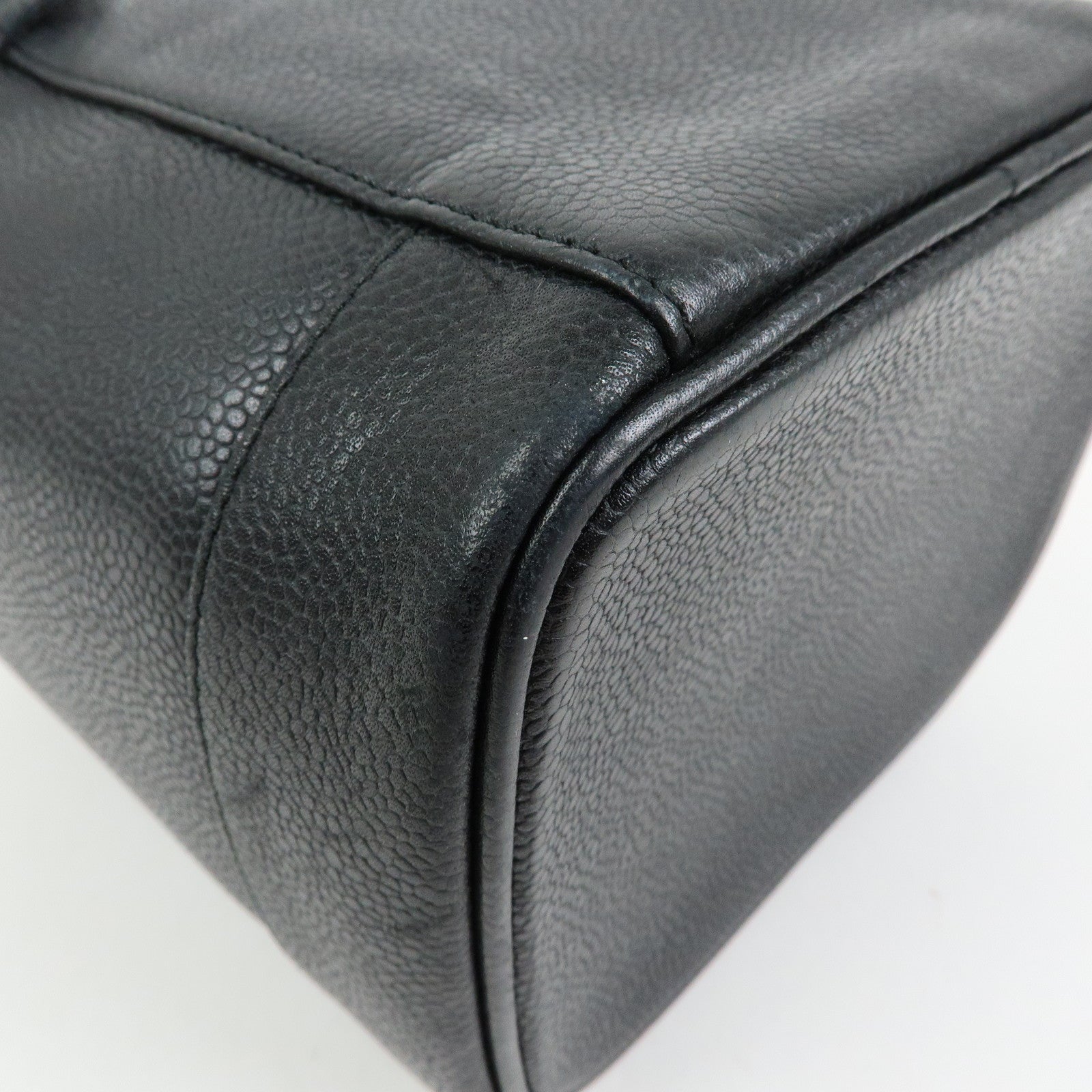 CHANEL COCO Mark Caviarskin Vanity Bag Cosmetic Bag Black A01998