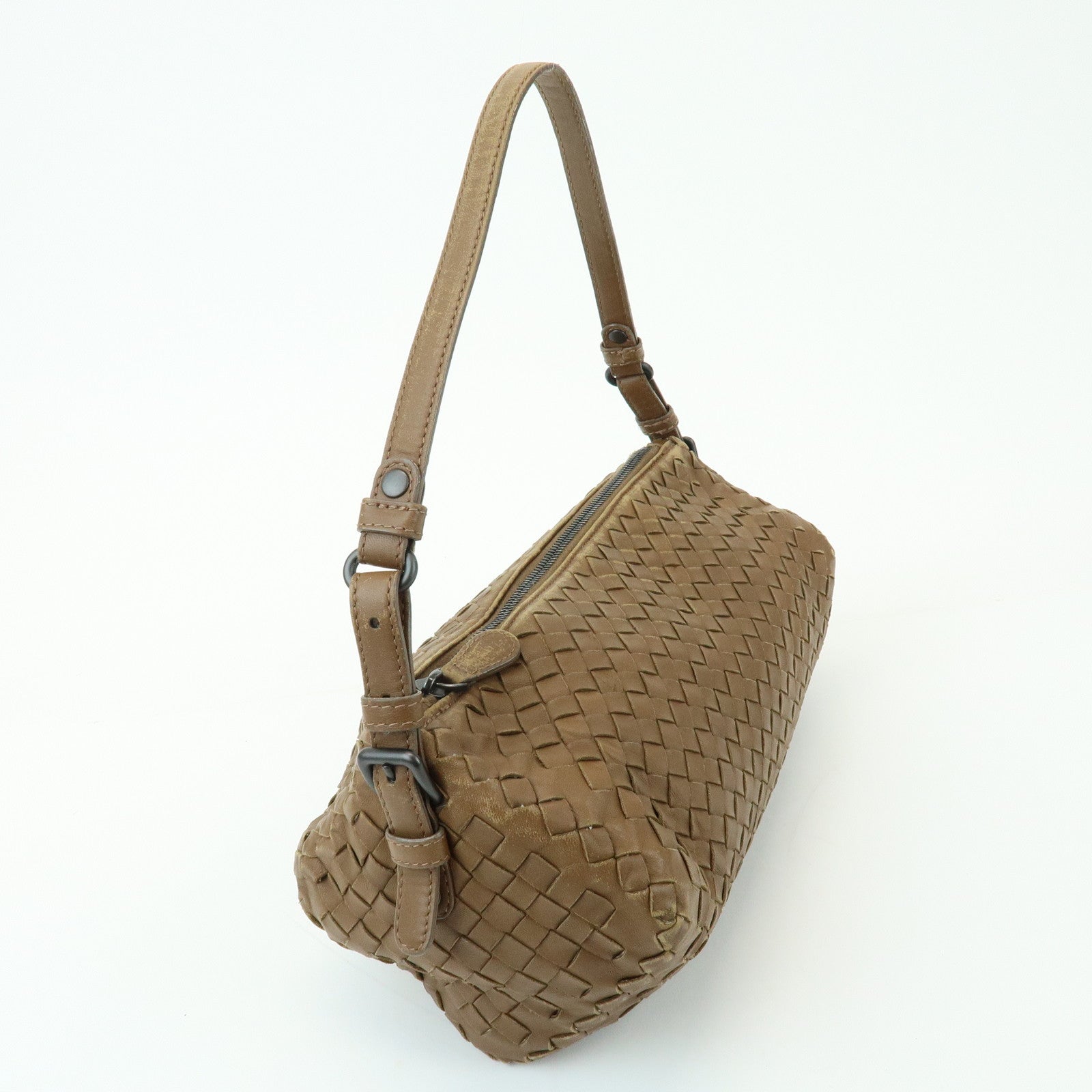 BOTTEGA VENETA Intrecciato Leather Hand Bag Shoulder Bag Mocha Brown