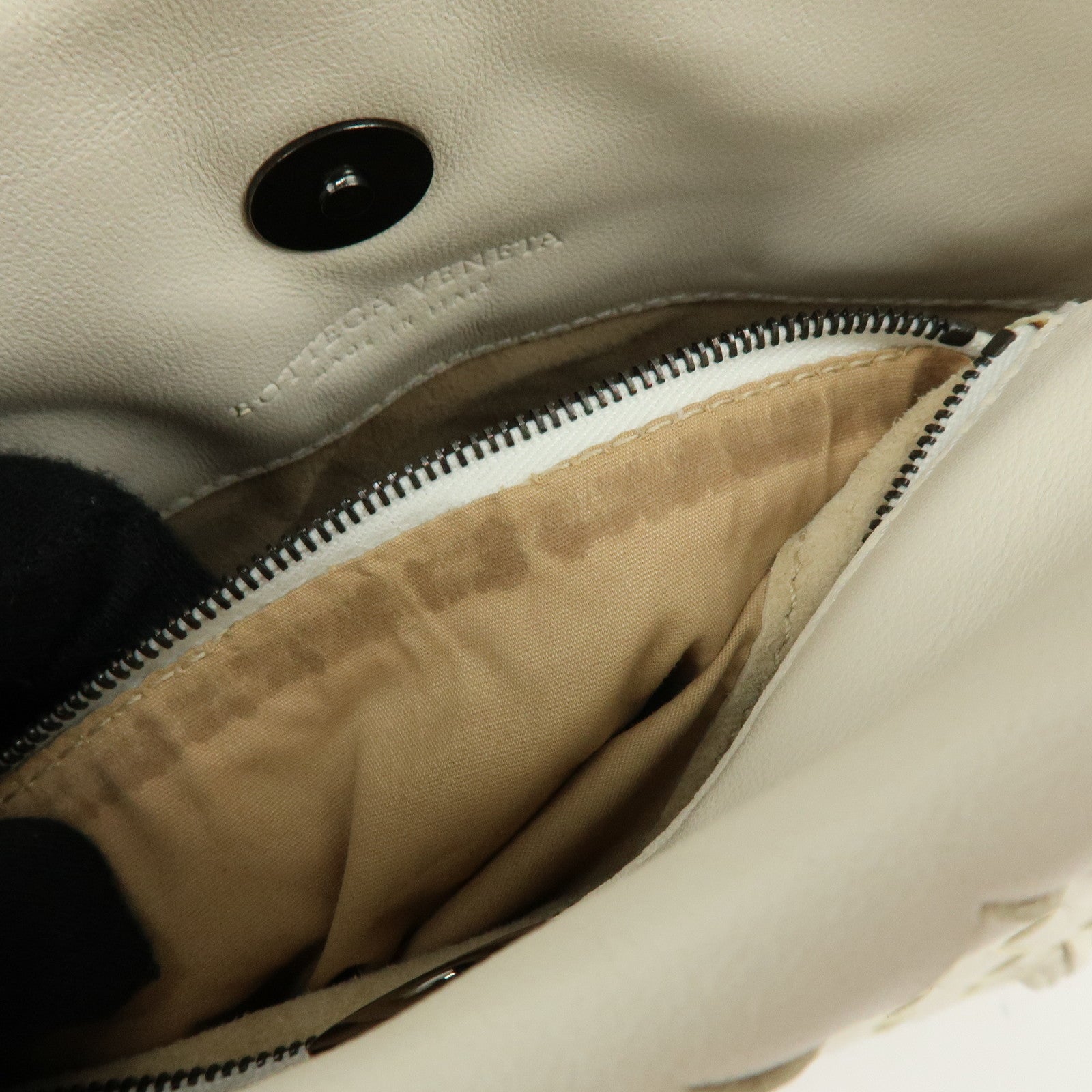 BOTTEGA VENETA Intrecciato Leather Shoulder Bag Hand Bag White 133507