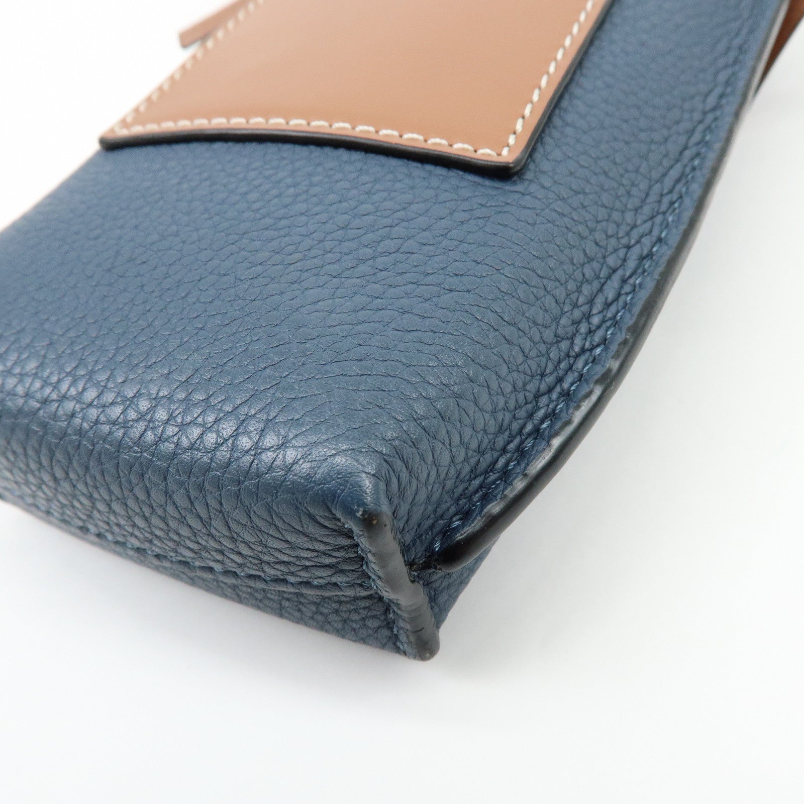 LOEWE Anagram Leather Mini Shoulder Bag Crossbody Bag Blue Brown