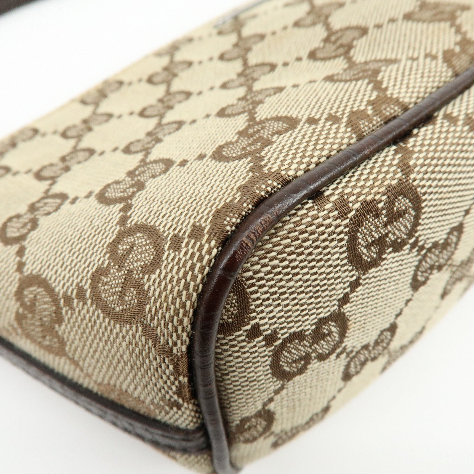 GUCCI Boat Bag GG Canvas Hand Bag Accessory Pouch Beige Brown 07198