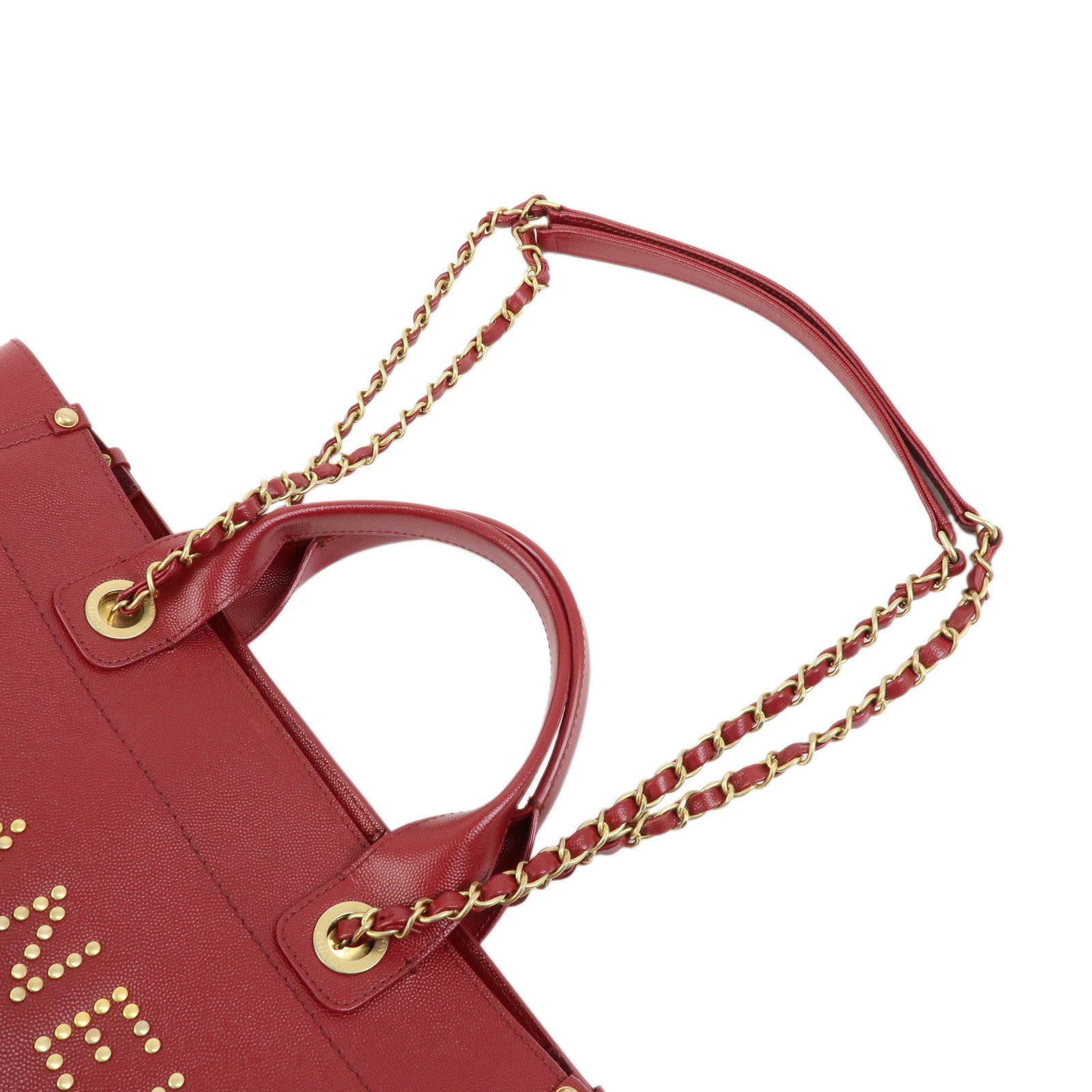 CHANEL Deauville Tote MM Caviarskin 2WAY Hand Bag Shoulder Bag A57069