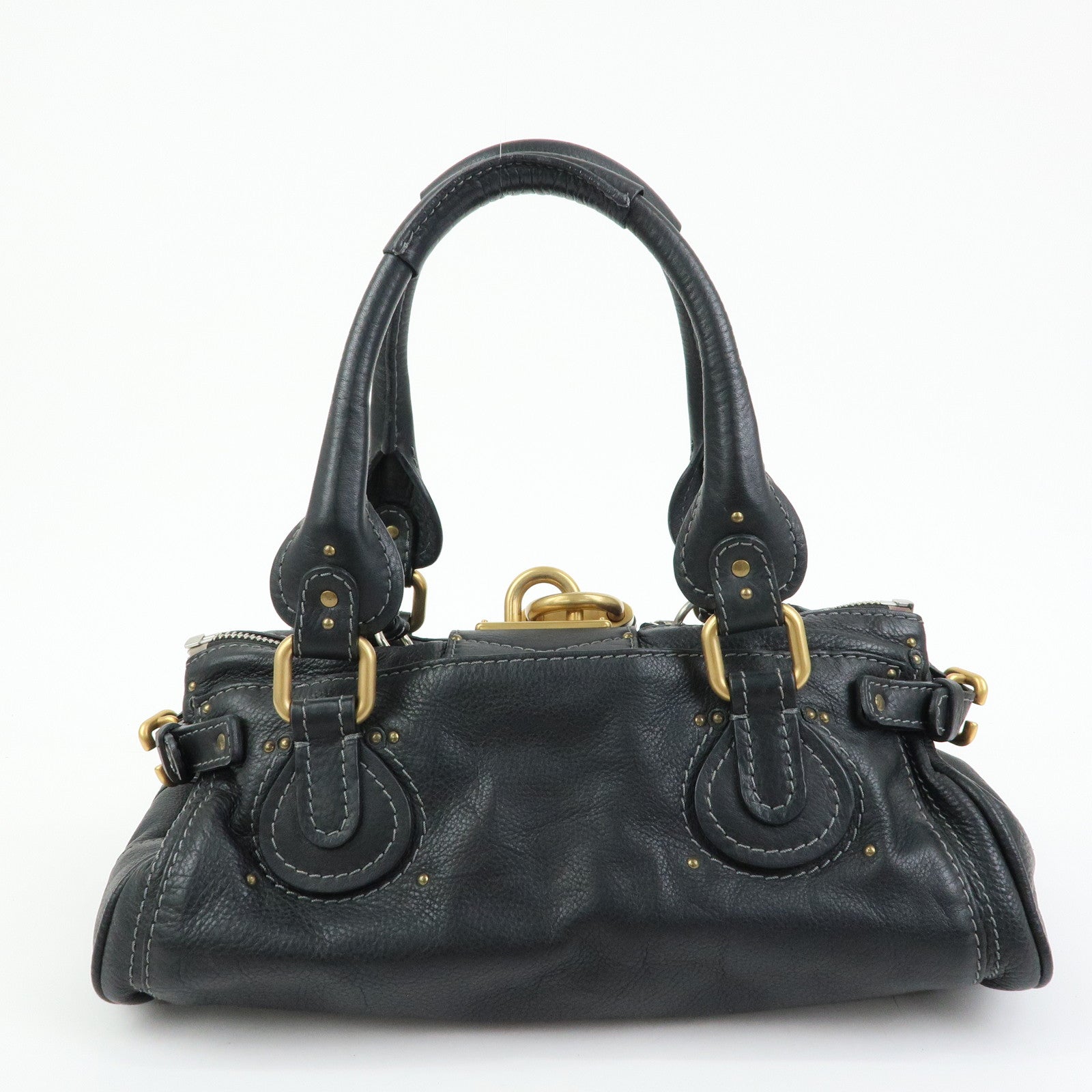 Chloe Paddington Leather Boston Bag Hand Bag Black