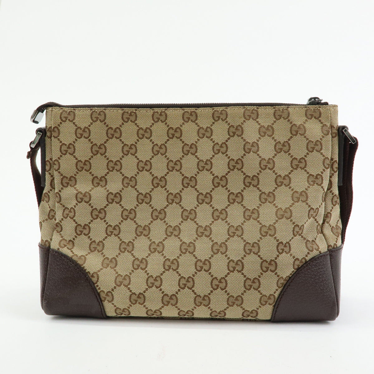 GUCCI GG Canvas Leather Shoulder Bag Crossbody Bag Beige Brown 114273