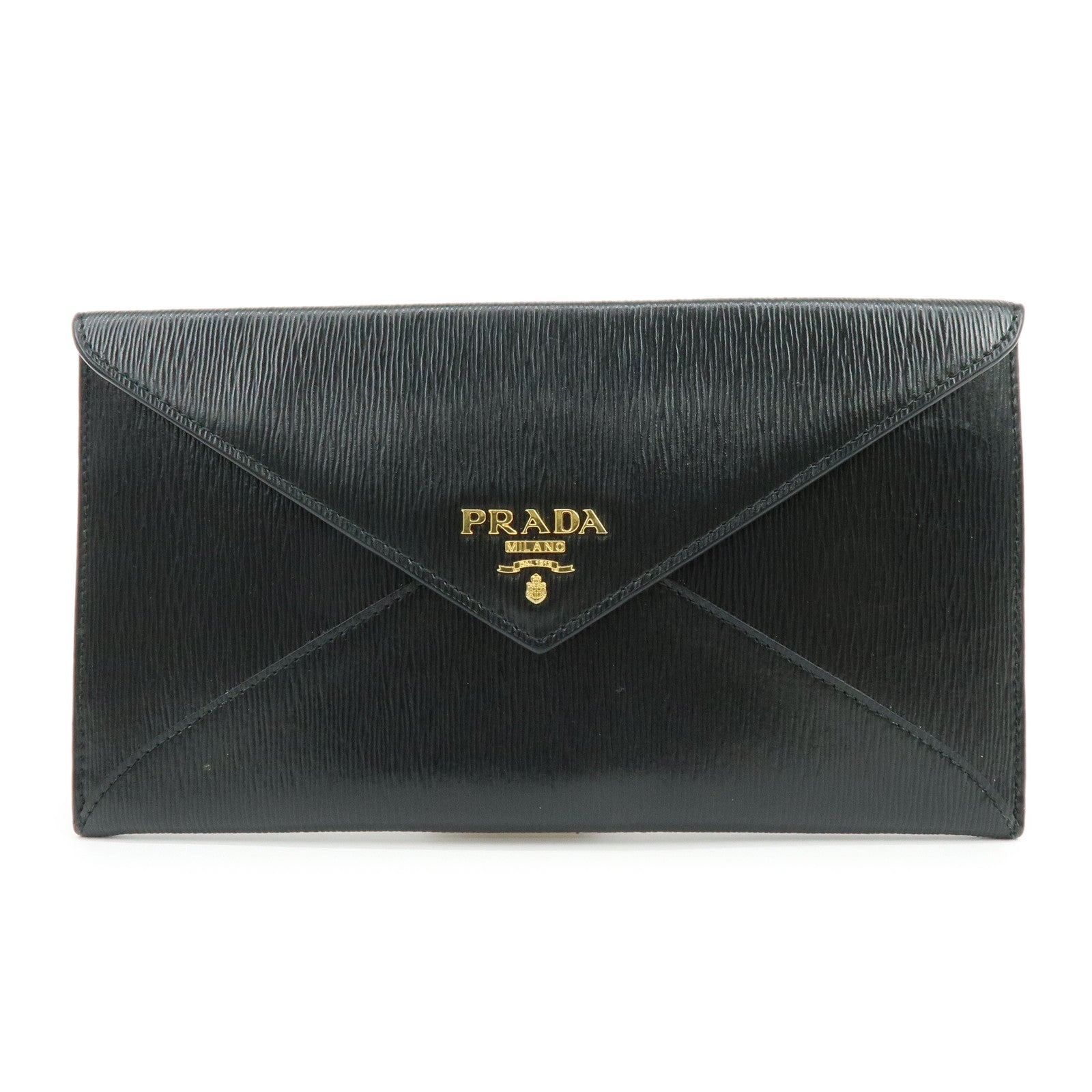 PRADA Saffiano Leather Flap Long Wallet Purse Black 1MF175
