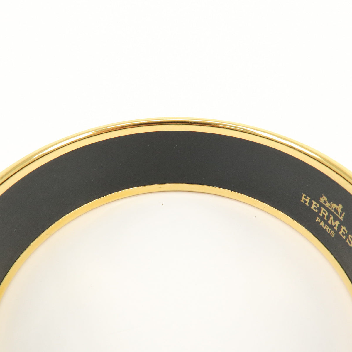 HERMES Email GM Gold Plated Bangle Bracelet Gold Grey White