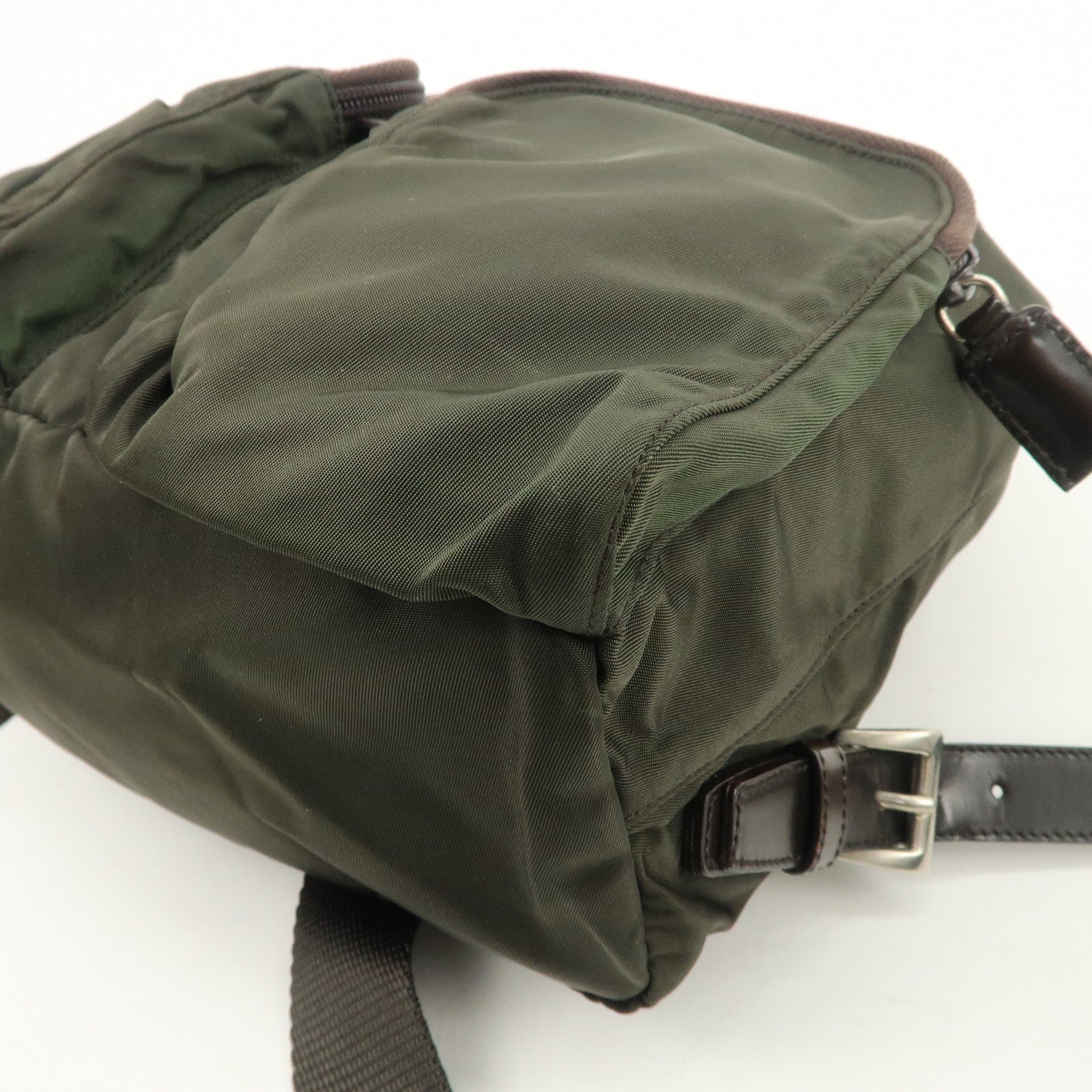 PRADA Triangle Logo Leather Nylon BackPack B5885F Used