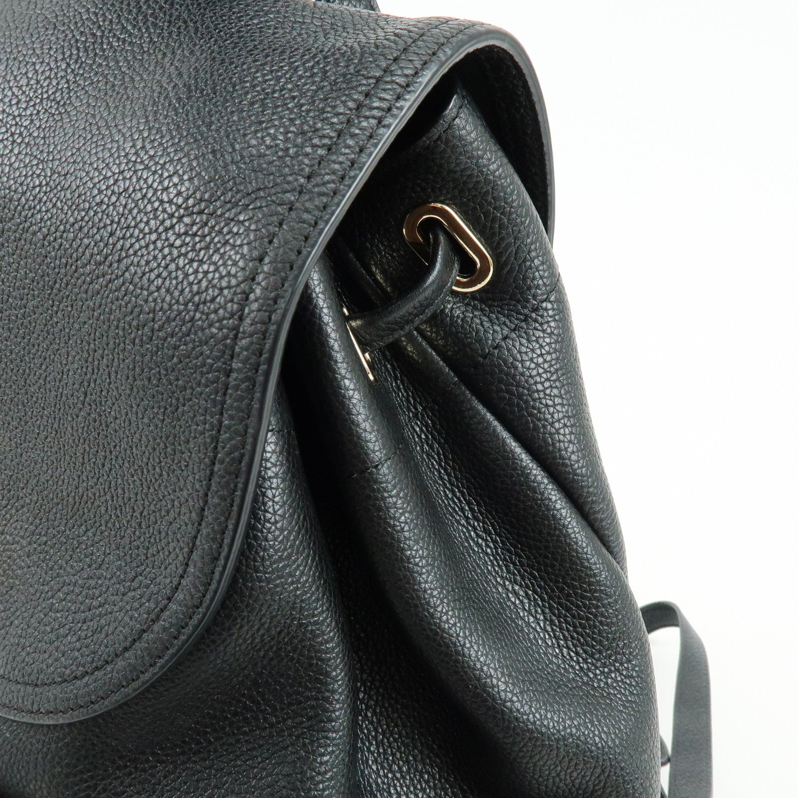 COACH Logo Leather Turn Lock Backpack Rucksack Black