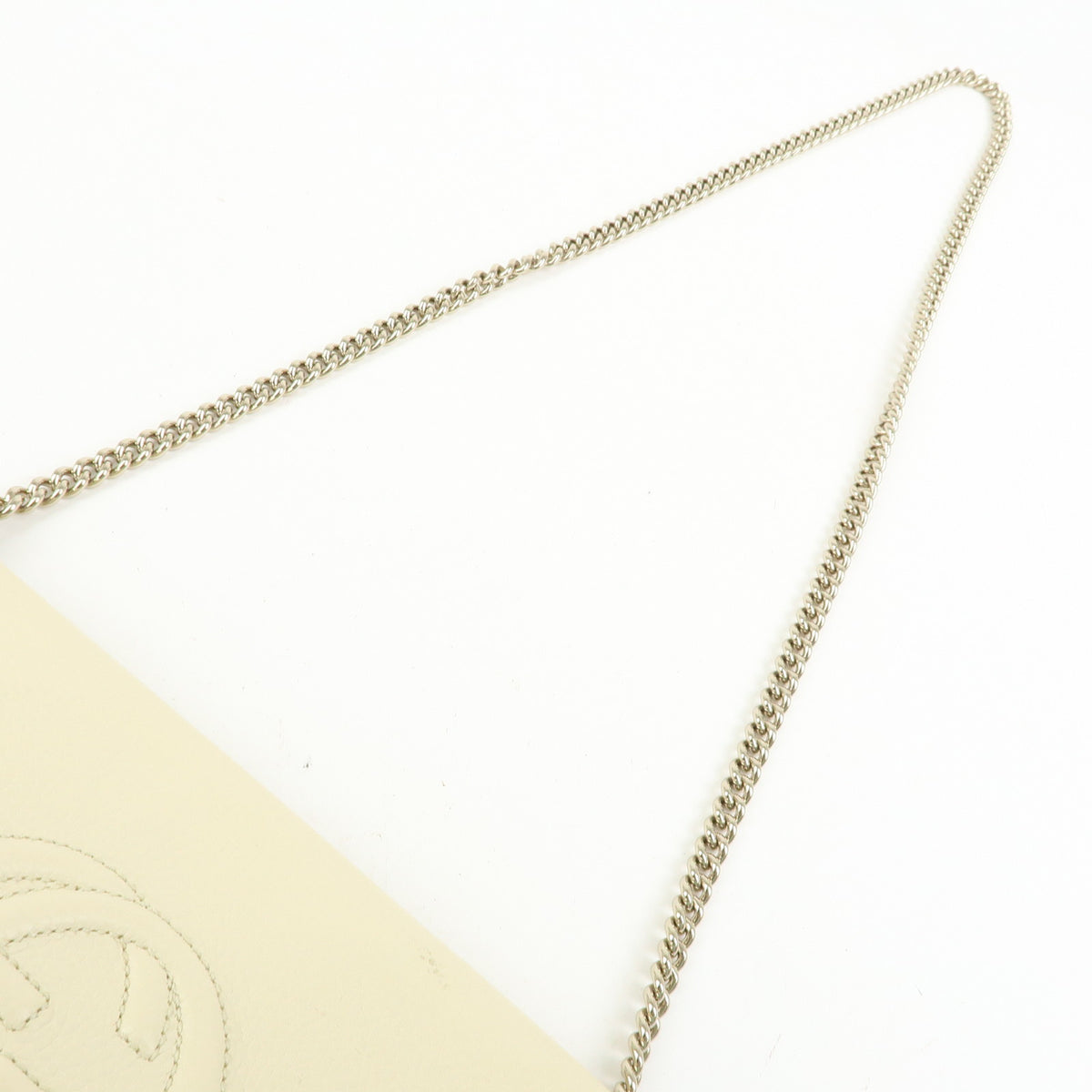 GUCCI SOHO Interlocking G Leather Chain Shoulder Bag White 536224