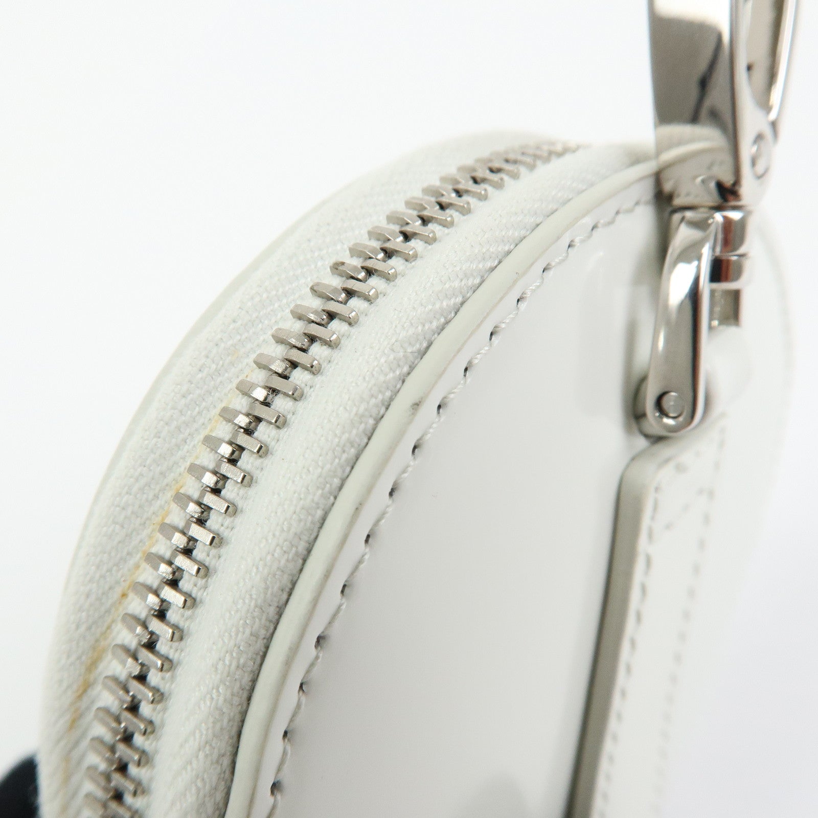 PRADA Triangle Logo Leather Mini Pouch Coin Case White 1TL431