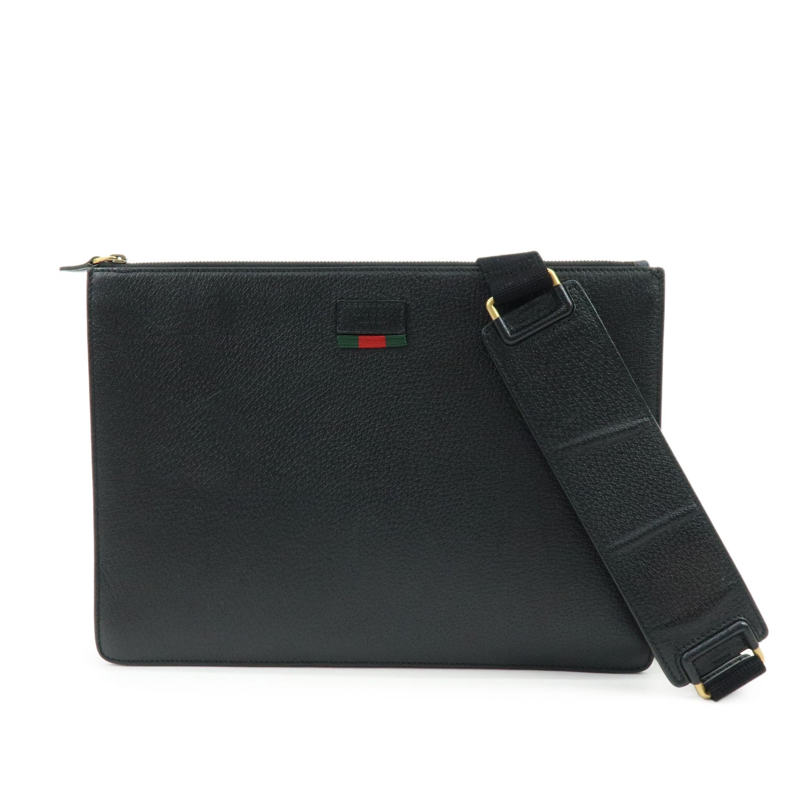 GUCCI Sherry Leather 2Way Shoulder Crossbody Bag Black 450976