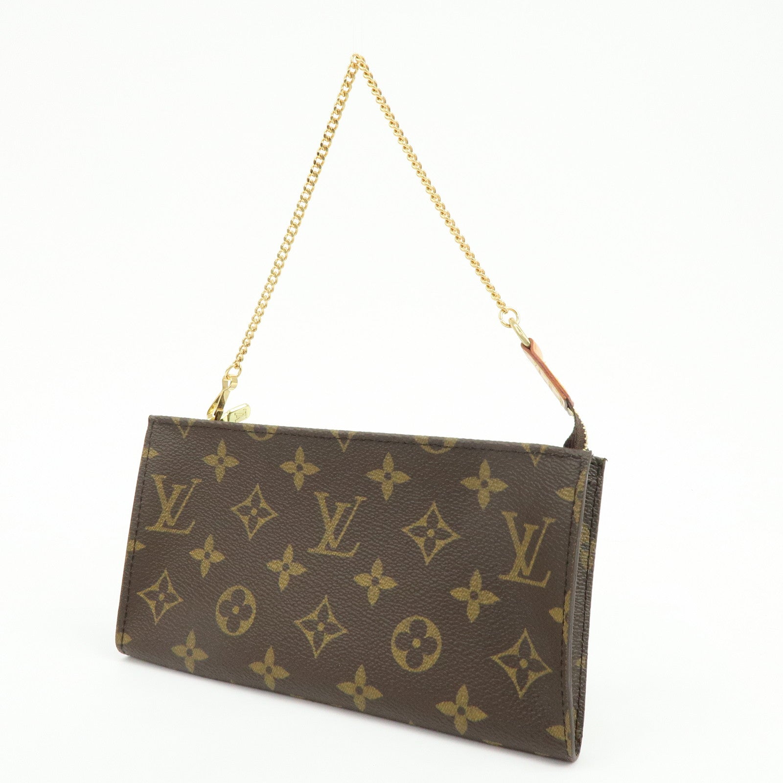 Louis Vuitton Monogram Leather Pouch for Baguette GM Brown Gold