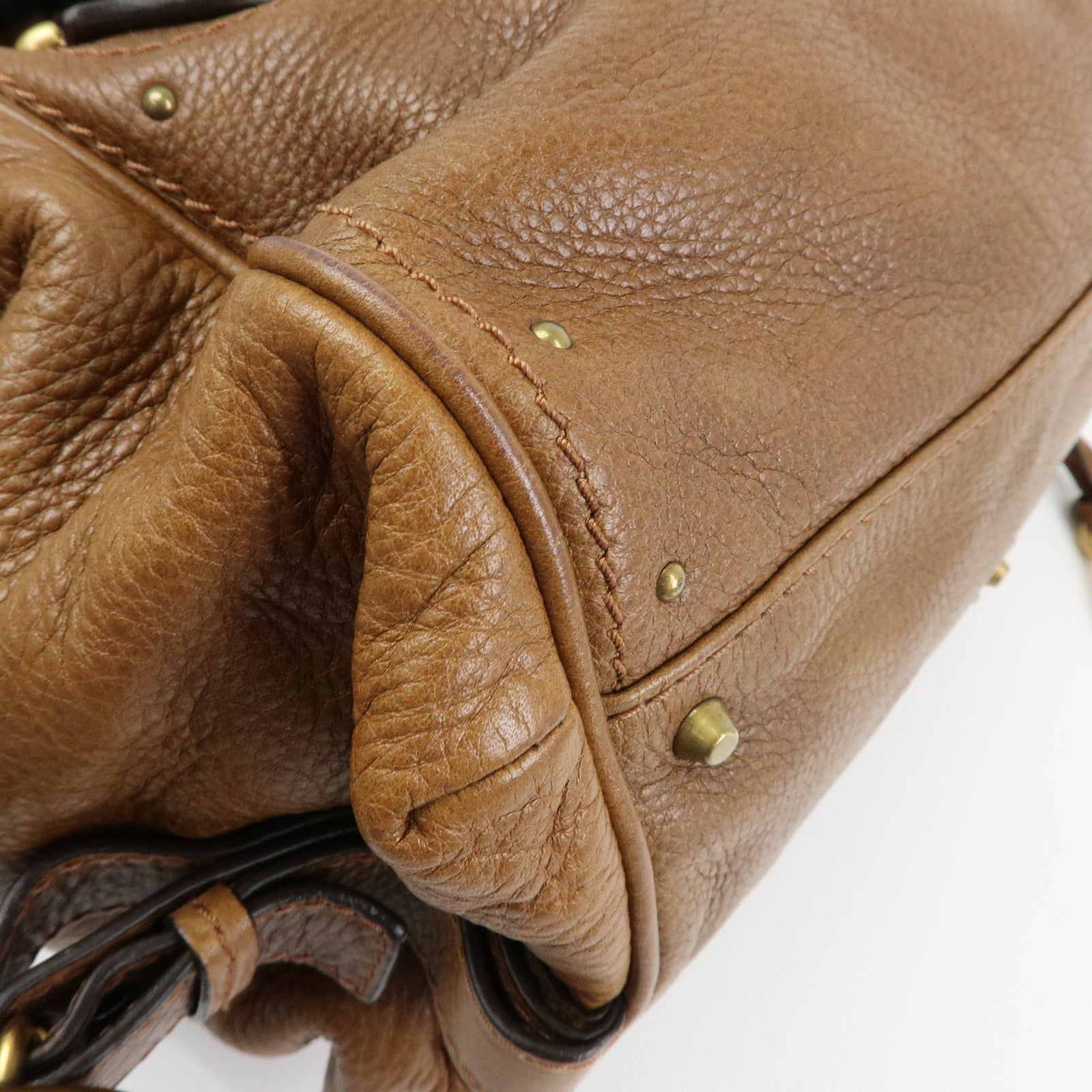 Chloe Paddington Leather Hand Bag Boston Bag Brown