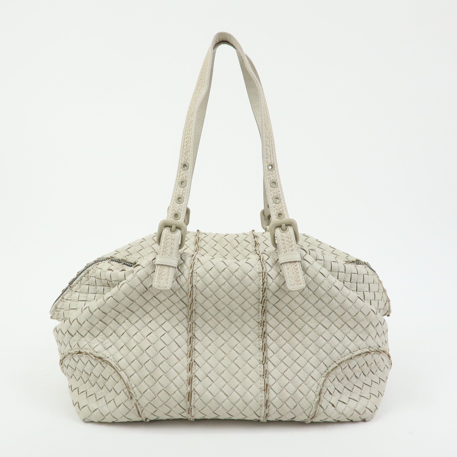 BOTTEGA VENETA Intrecciato Leather Shoulder Bag Hand Bag Ivory