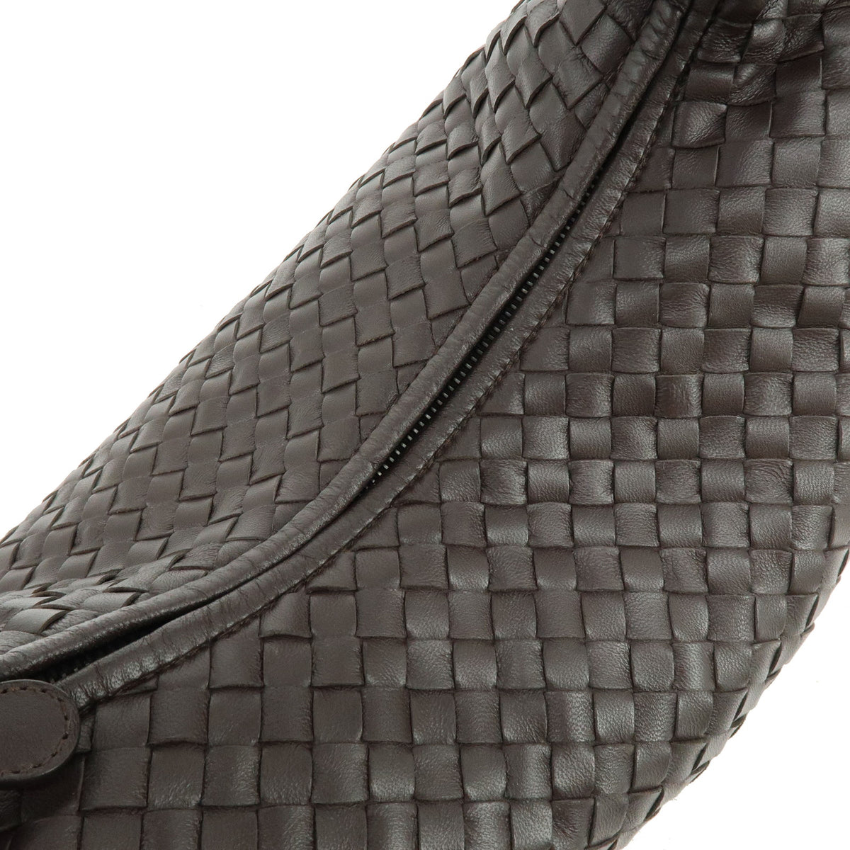 BOTTEGA VENETA HOBO Intrecciato Leather Shoulder Hand Bag Dark Brown