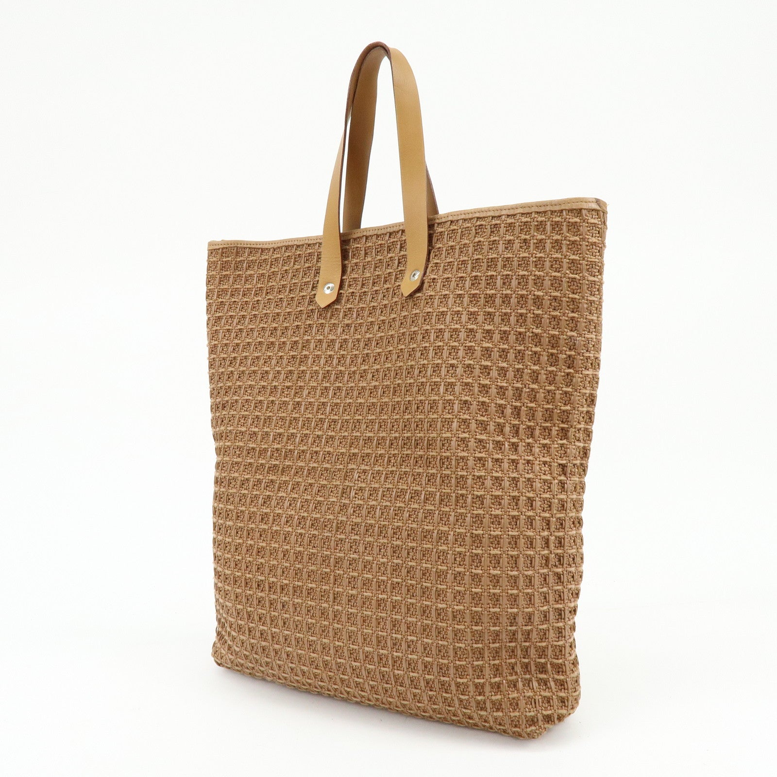 HERMES Amedaba Diago GM Canvas Leather Tote Bag Hand Bag Marron Brown