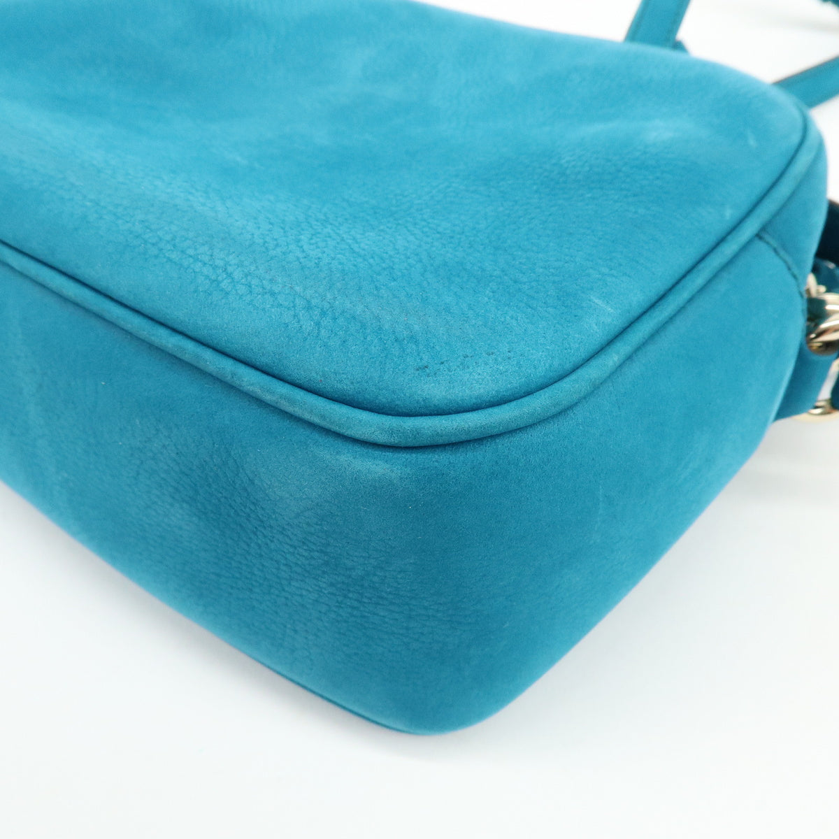 GUCCI SOHO Interlocking G Leather Disco Bag Shoulder Bag Blue 308364