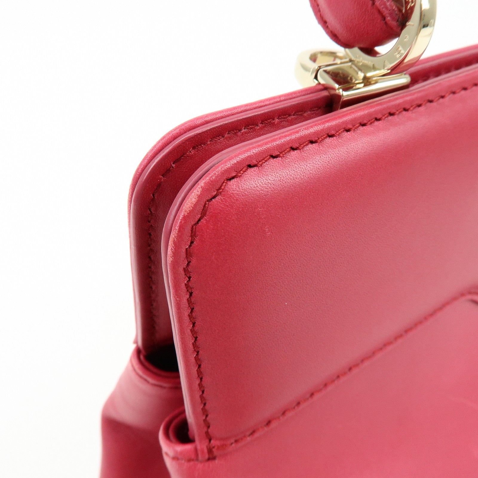 BVLGARI Isabella Rossellini Leather 2Way Bag Hand Bag Magenta