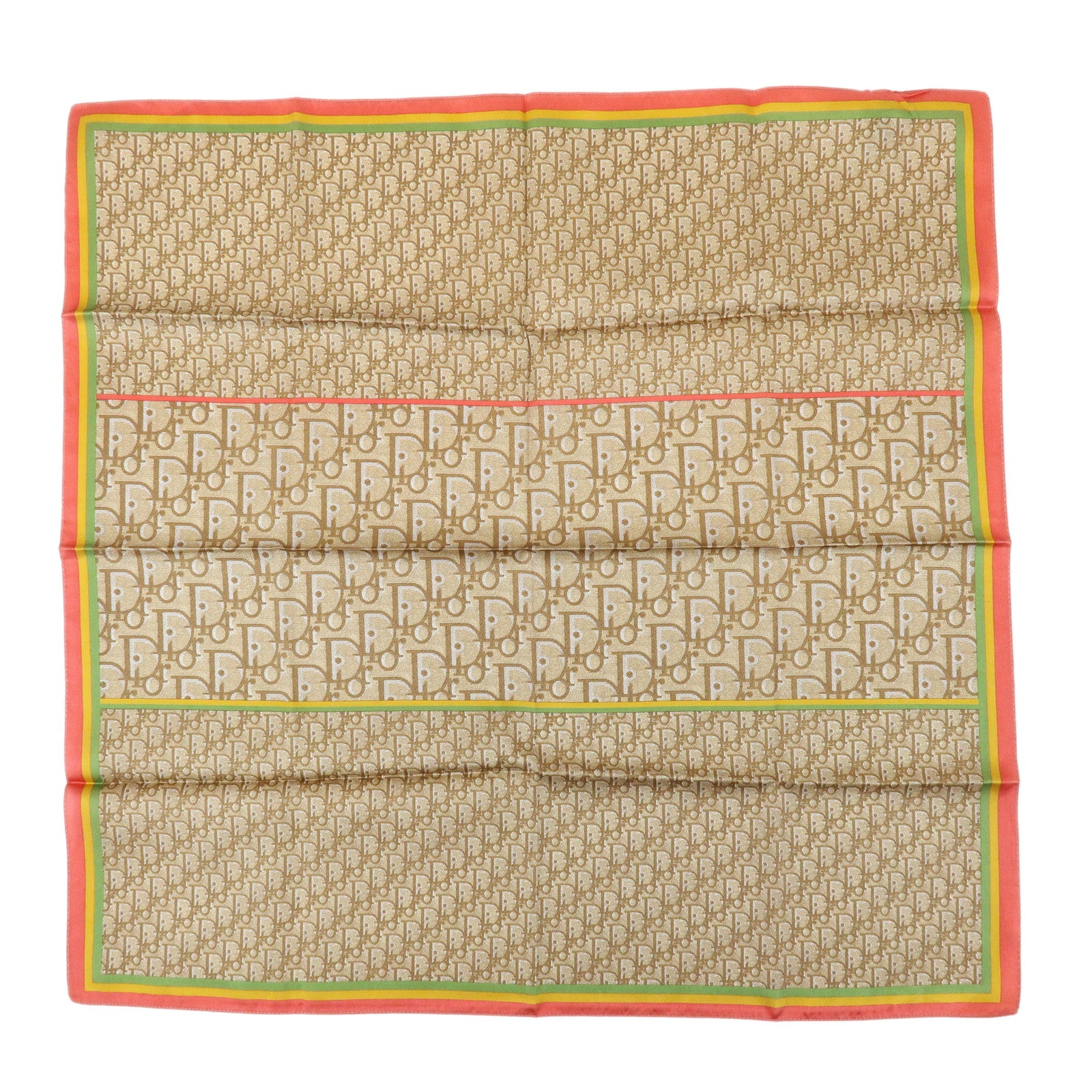 Christian Dior Rasta Trotter Logo Silk Cotton Scarf Beige Red