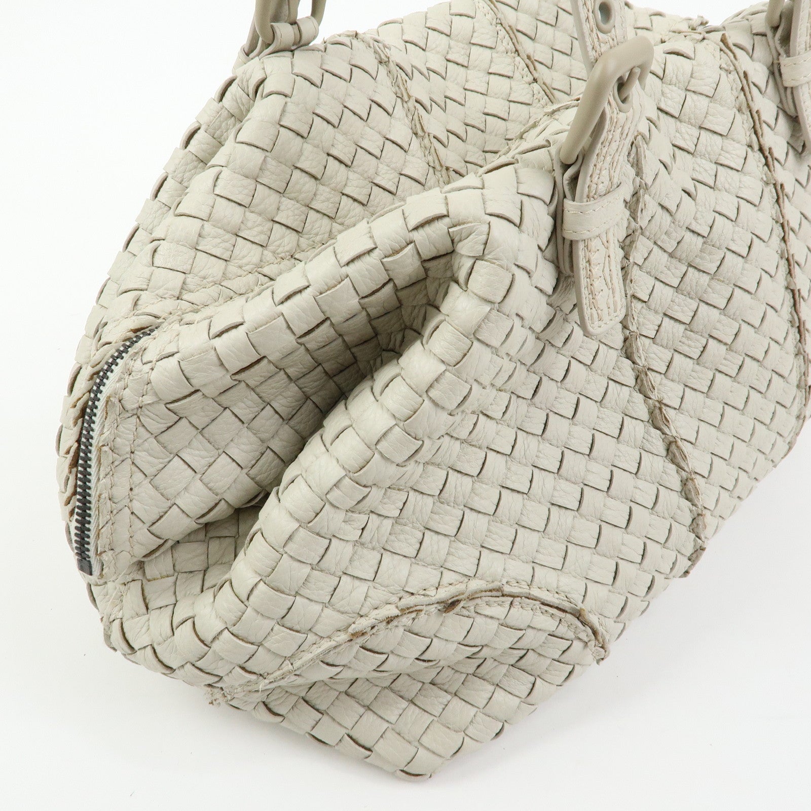 BOTTEGA VENETA Intrecciato Leather Shoulder Bag Hand Bag Ivory
