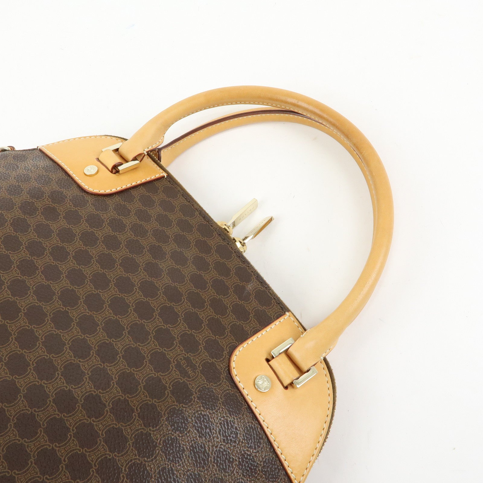 CELINE Macadam PVC Leather 2Way Bag Hand Bag Brown