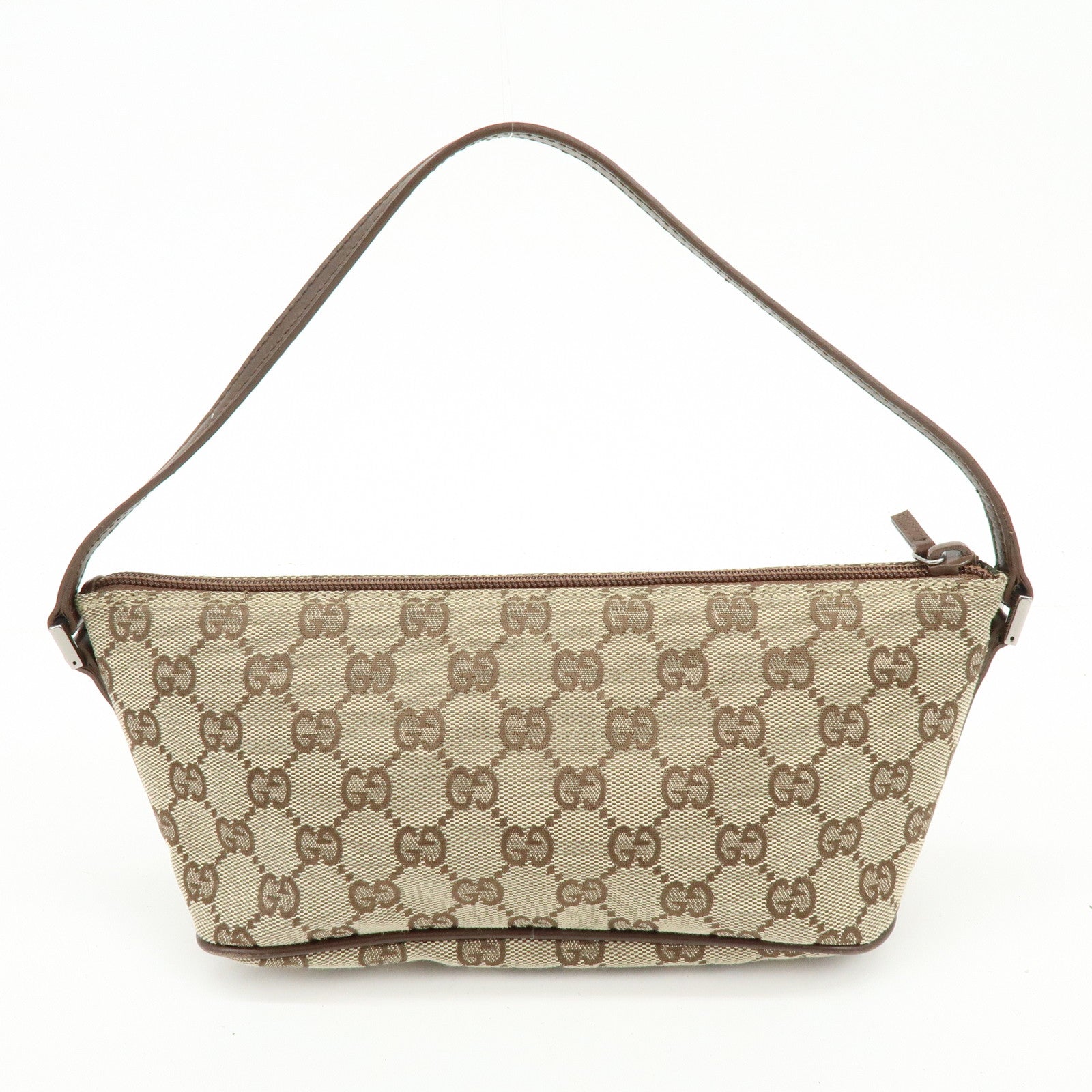 GUCCI Boat Bag GG Canvas Accessory Pouch Hand Bag Beige Brown 07198
