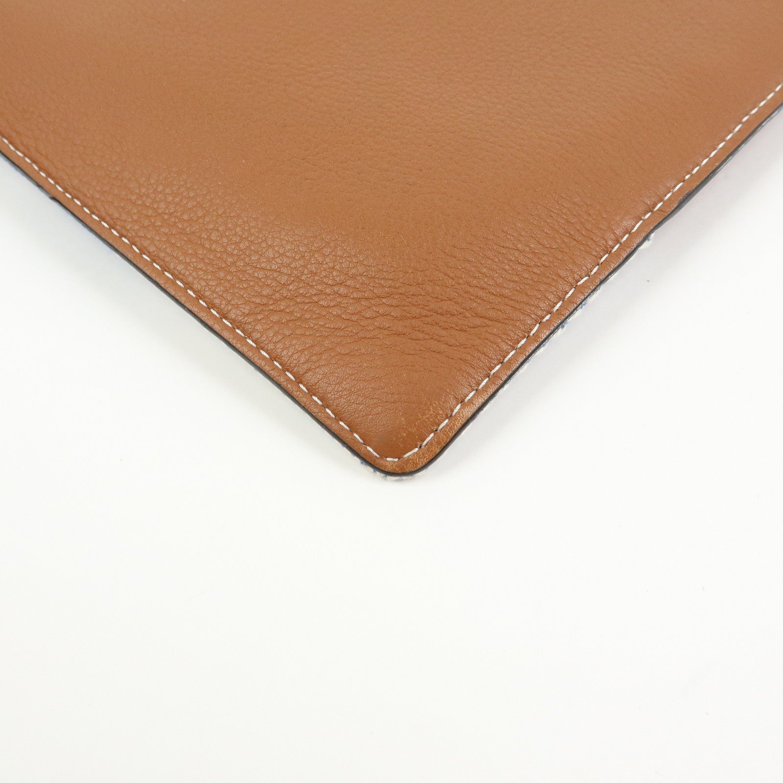 Loewe Anagram Puzzle Leather Suede Canvas Clutch Bag Blue Brown Beige