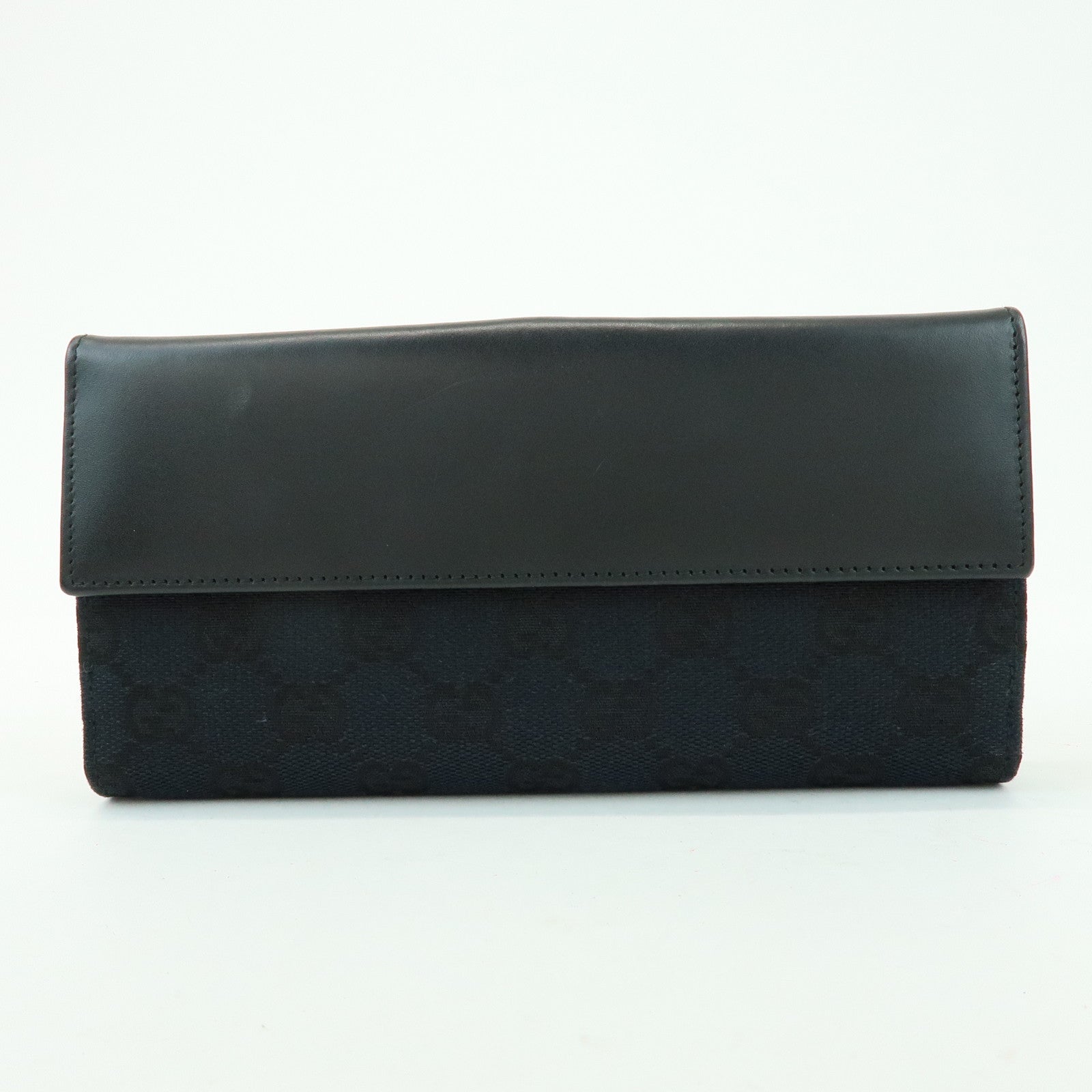 GUCCI Jackie GG Canvas Leather Bi-fold Long Wallet Black