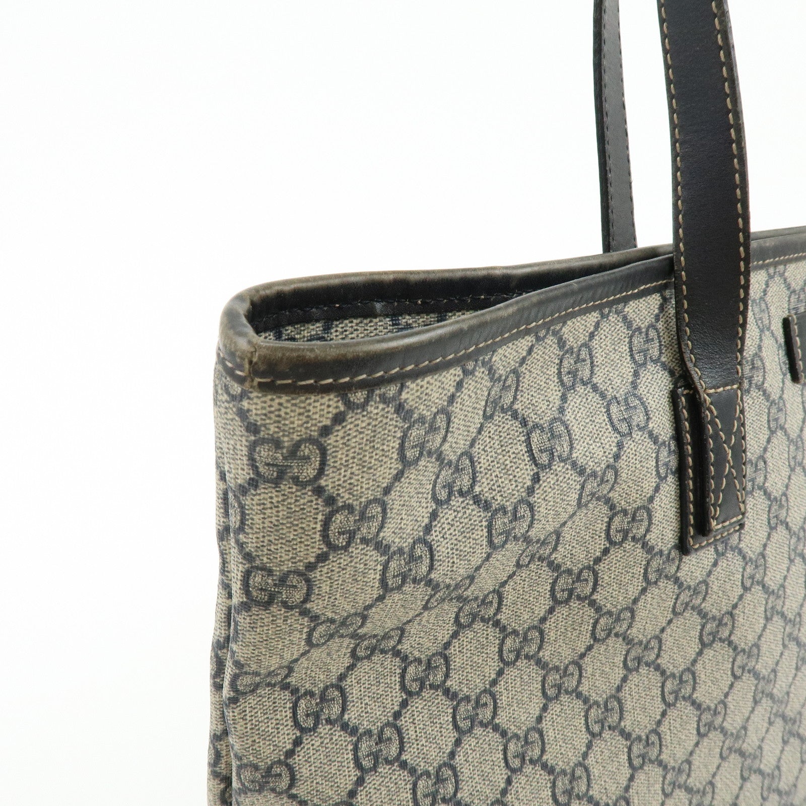 GUCCI GG Supreme Leather Tote Bag Shoulder Bag Beige Blue 211137