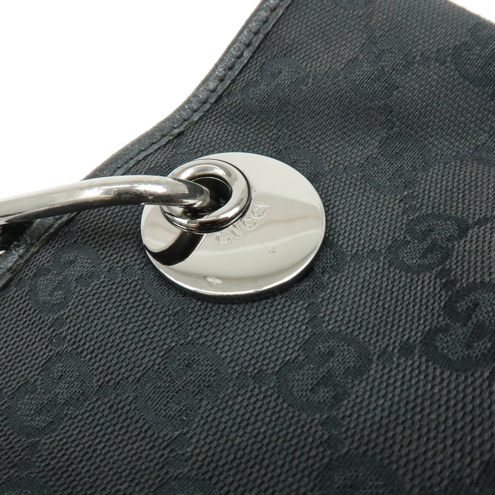 GUCCI GG Canvas Leather Tote Bag Hand Bag Black 120840