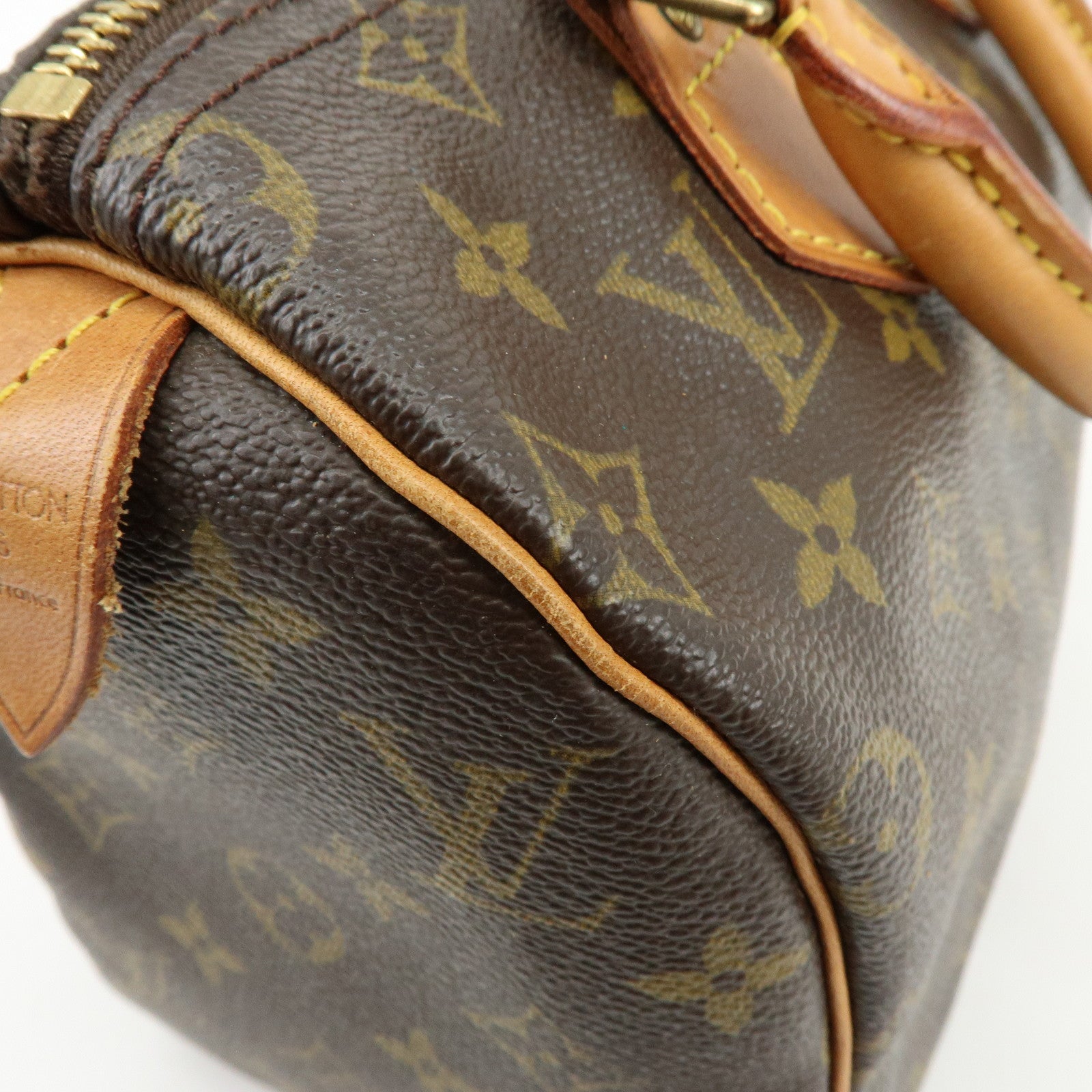 Louis Vuitton Monogram Speedy 25 Canvas Leather Boston Bag Brown M41528
