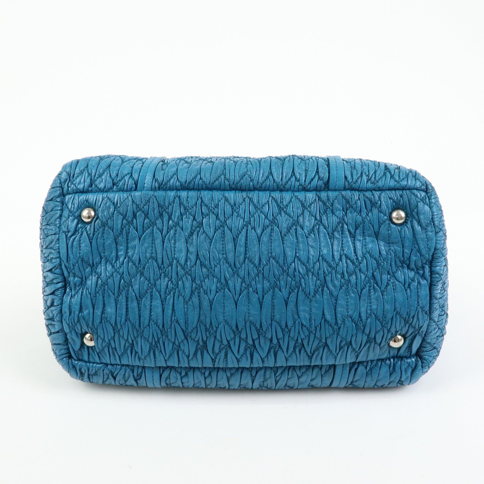 MIU MIU Matelasse Cloquet Nappa Leather Chain Shoulder Bag Turquoise