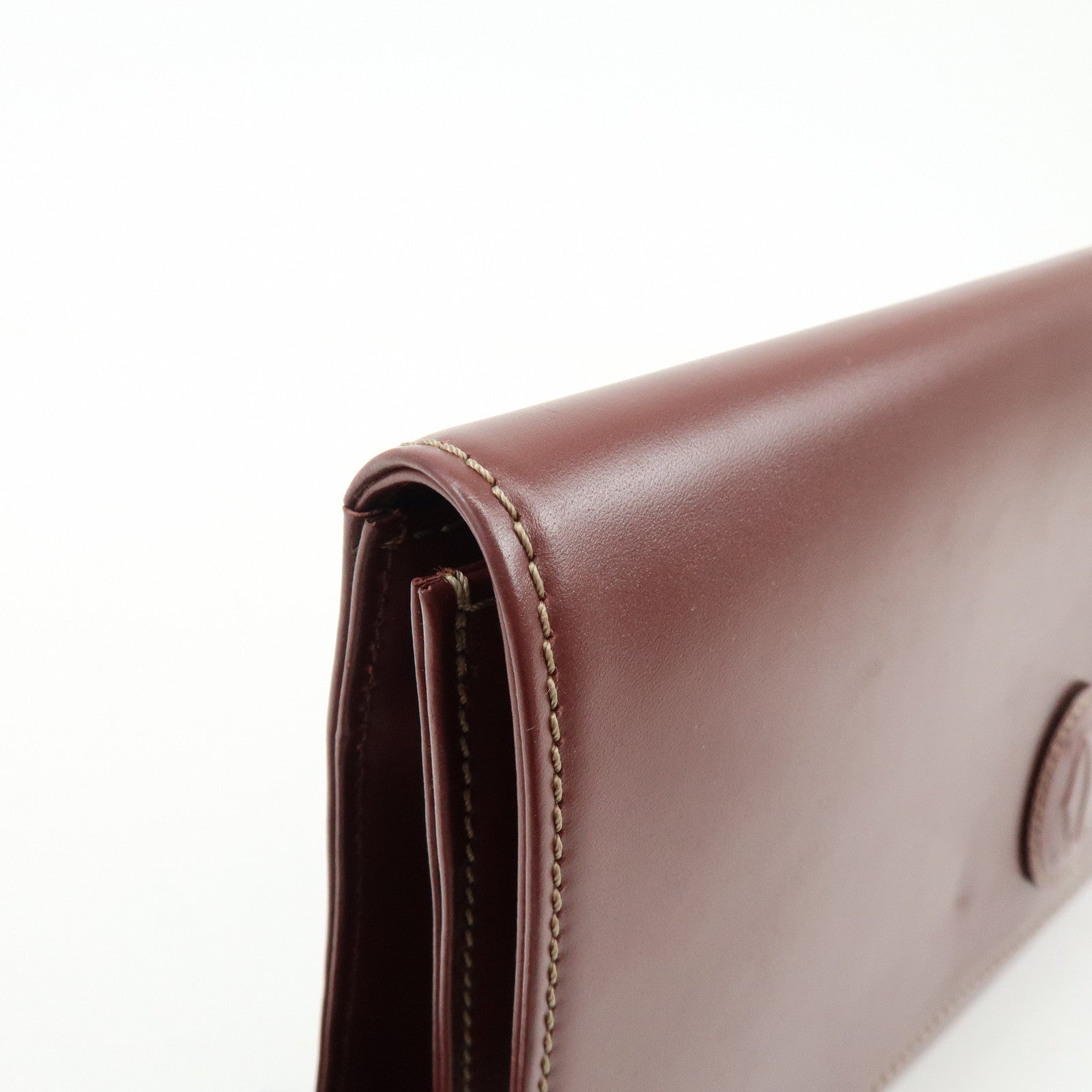 Cartier Must de Cartier Leather Clutch Bag Flat Pouch Bordeaux