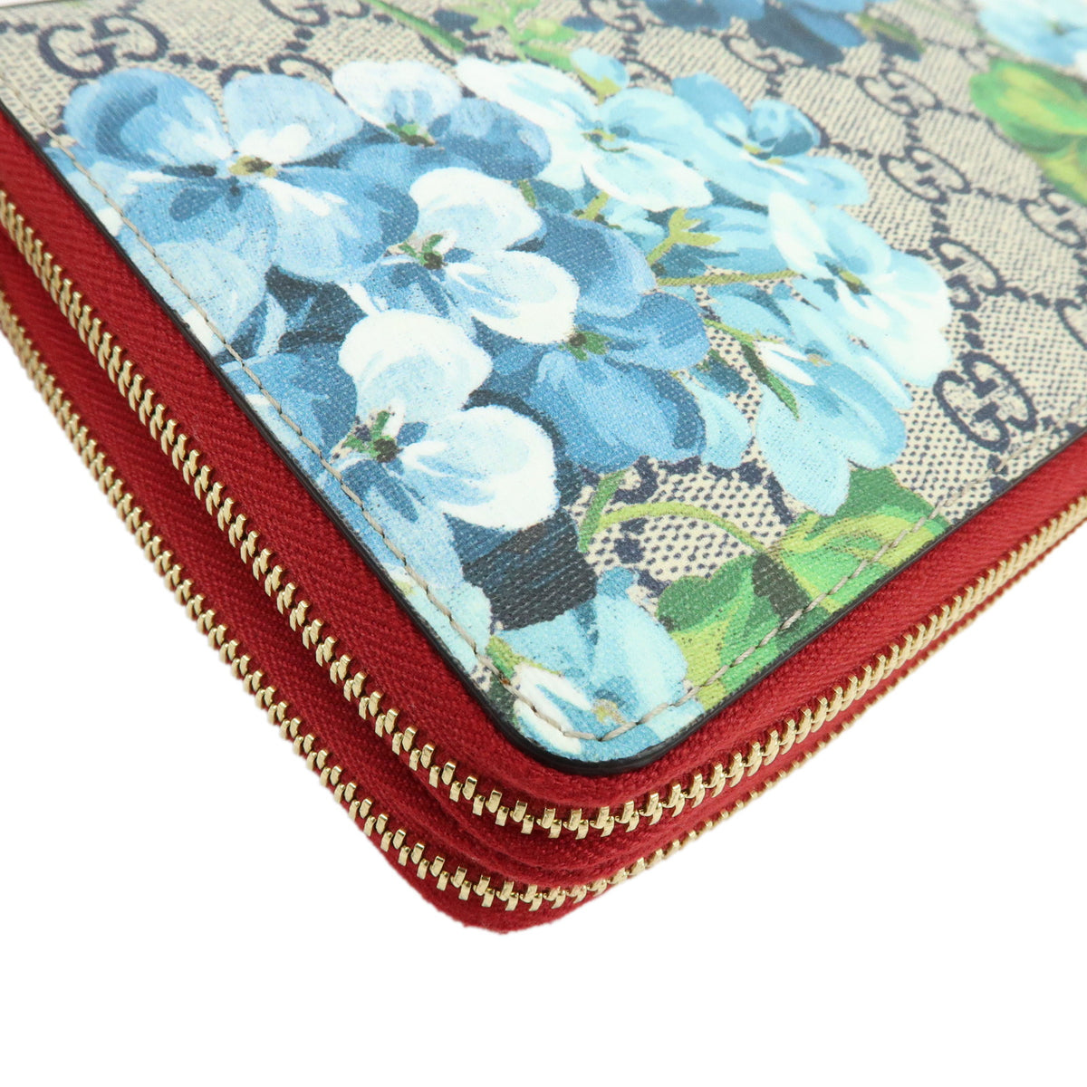 GUCCI GG Blooms GG Supreme Long Wallet Travel Case Red Beige 429767