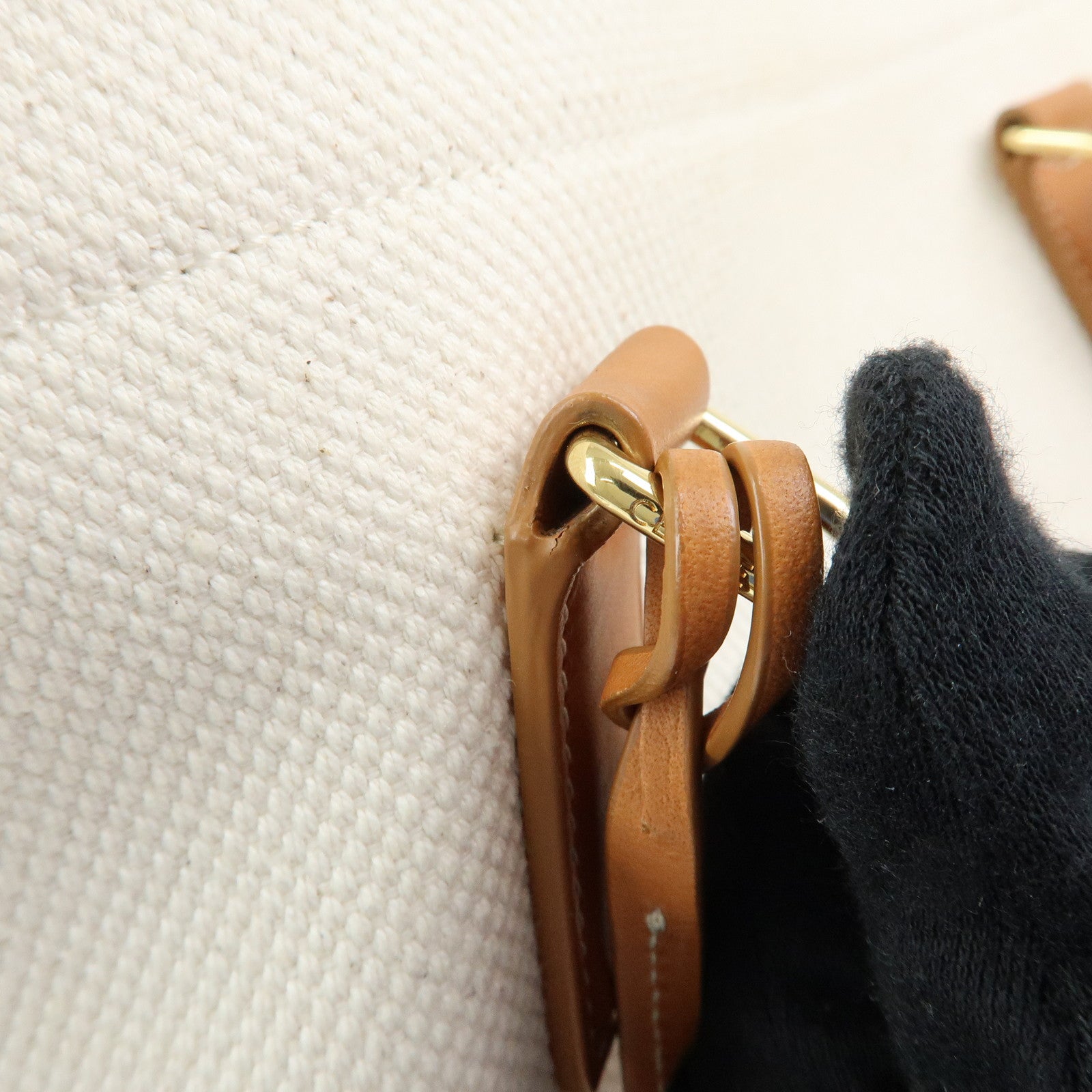 Celine Horizontal Cabas Canvas Leather Tote Bag Natural