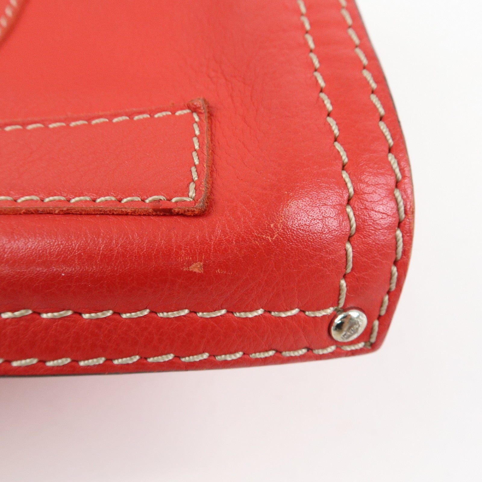 LOEWE Anagram Leather Tote Bag Hand Bag Shoulder Bag Red