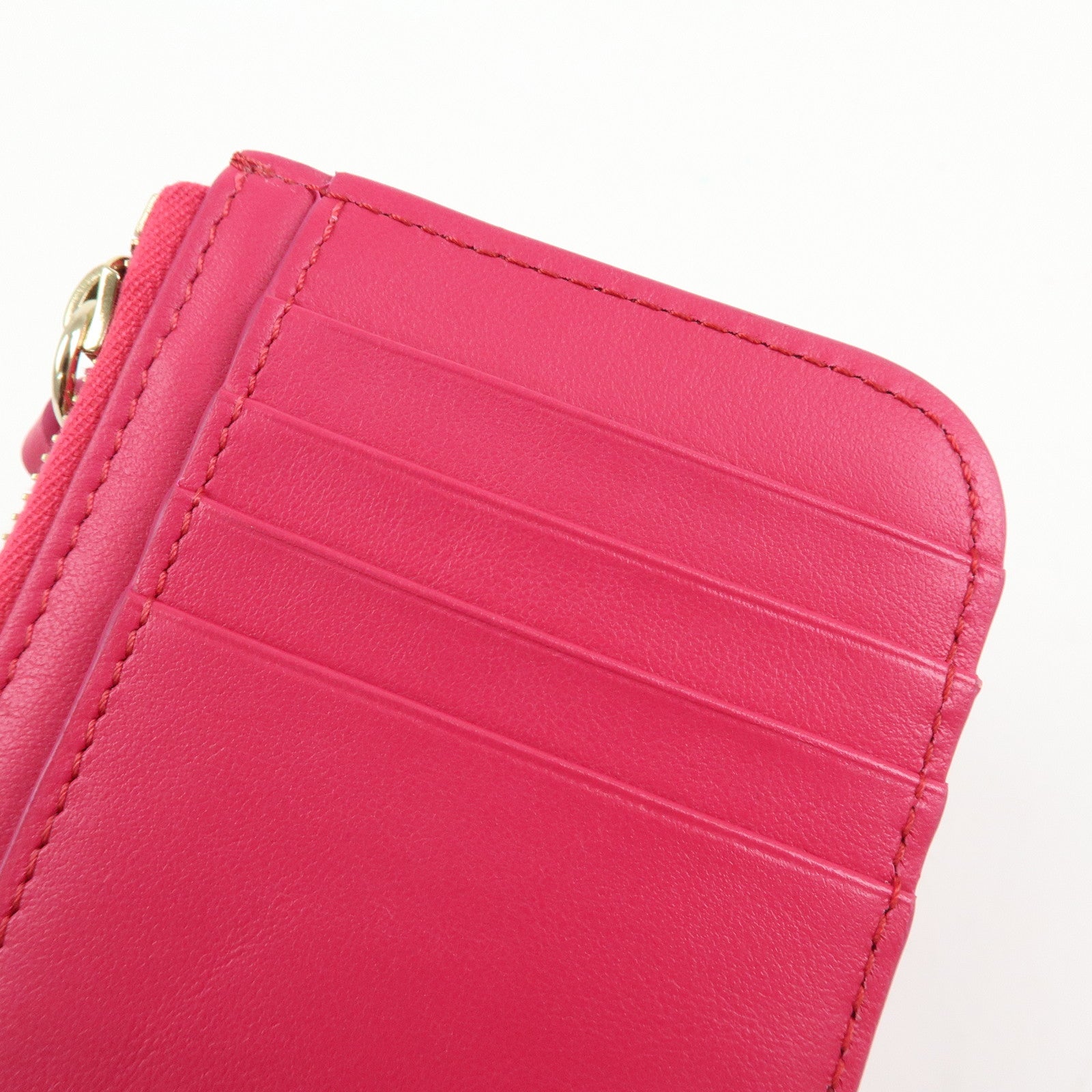 Chloe Logo Leather Card Case Key Case Pink