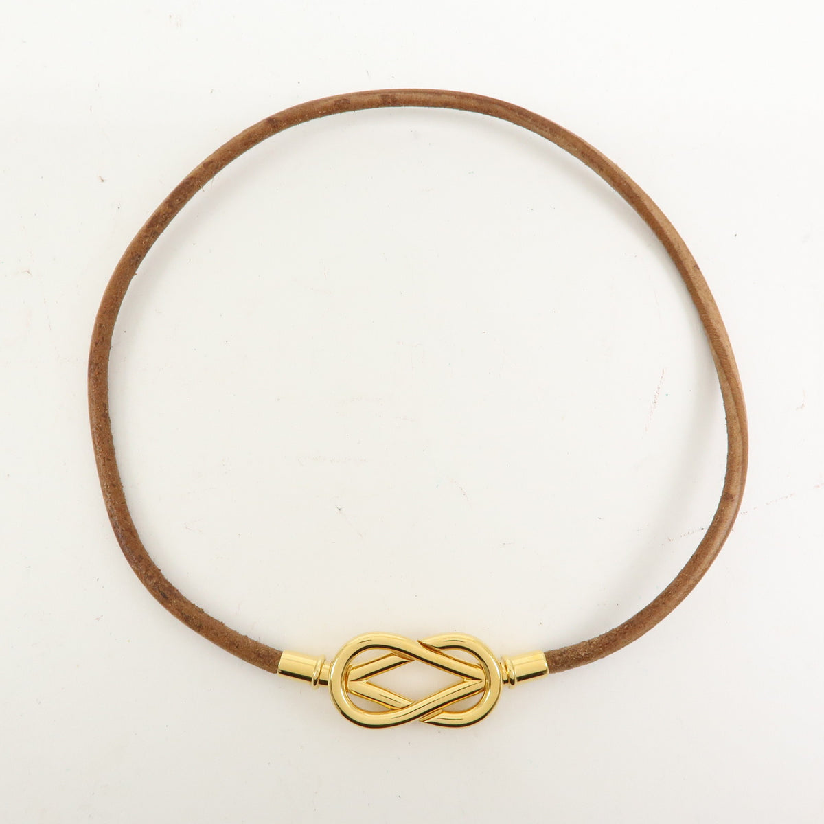 Hermes Atame Double Tour Jumbo Leather Metal Bracelet Choker Brown