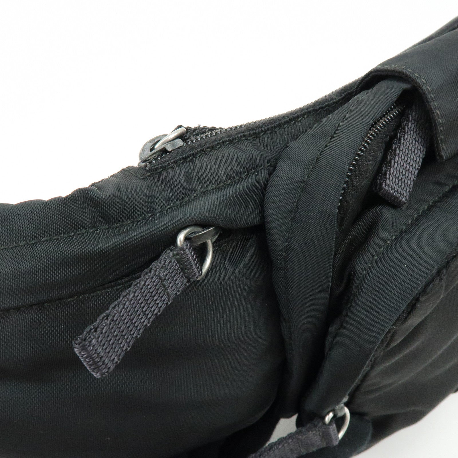 PRADA Triangle Logo Nylon Waist Bag Body Bag Black VA0056