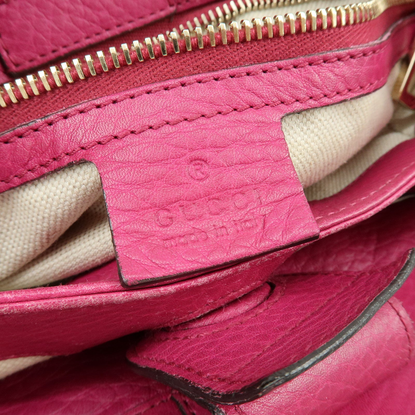 GUCCI Bamboo Shopper Small Leather 2Way Bag Hand Bag Pink 336032