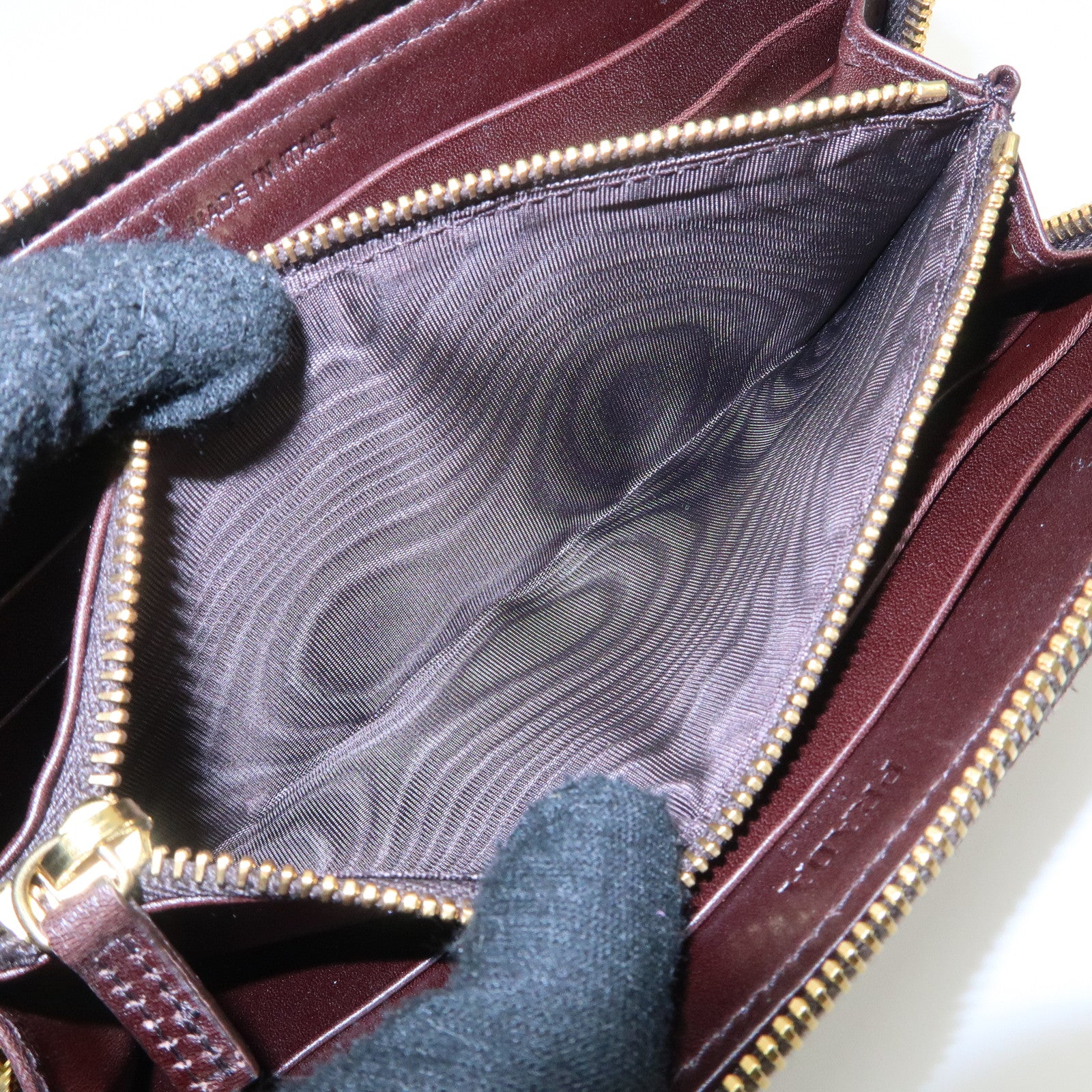 PRADA Leather Unborn Calf Round Zippy Wallet Leopard 1M0506 Used