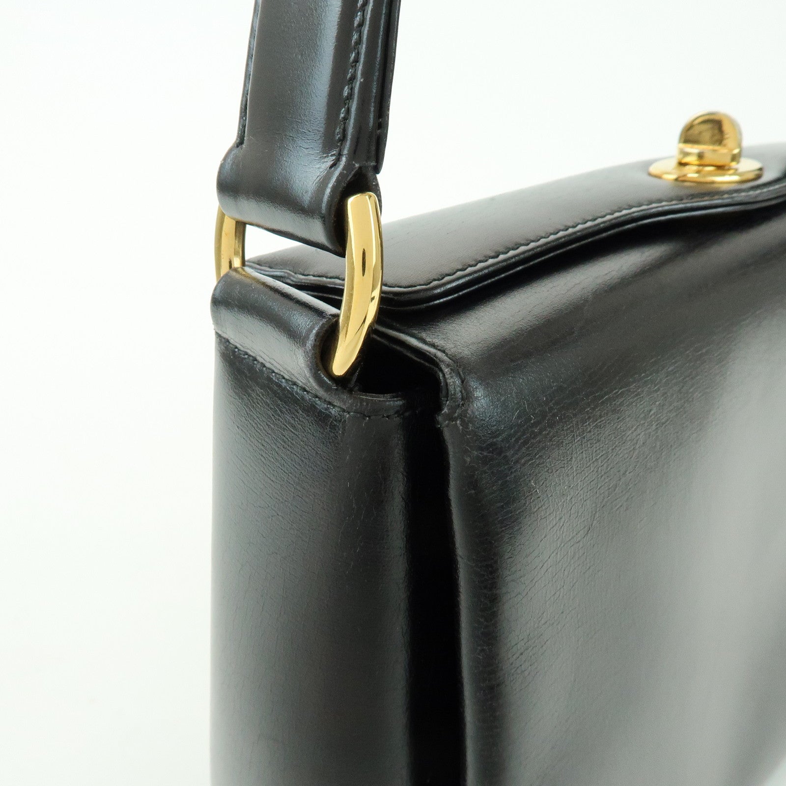 GUCCI Old Gucci Leather Hand Bag Top Handle Bag Black 000・26・0025