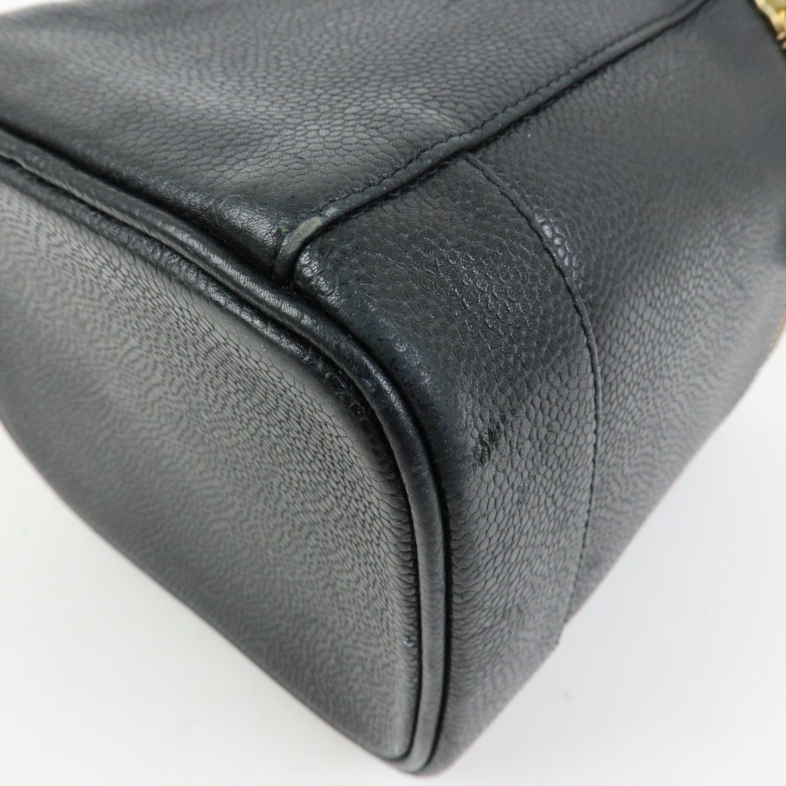 CHANEL COCO Mark Caviarskin Vanity Bag Cosmetic Bag Black A01998