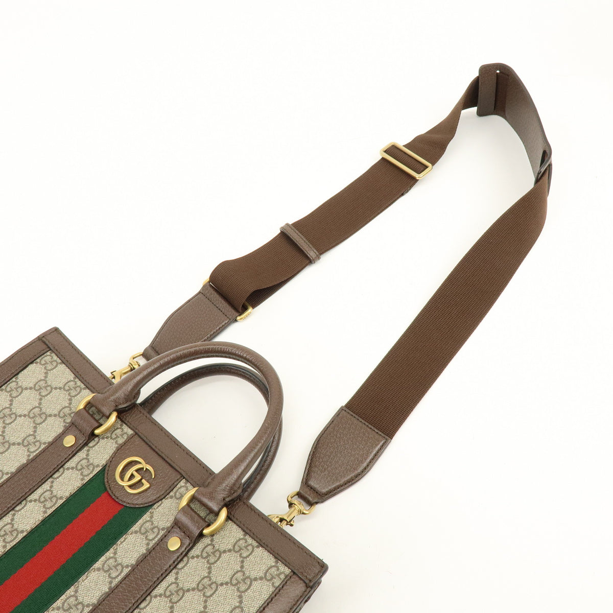 GUCCI Sherry Ophidia GG Supreme Leather 2Way Shoulder Bag Brown 724685