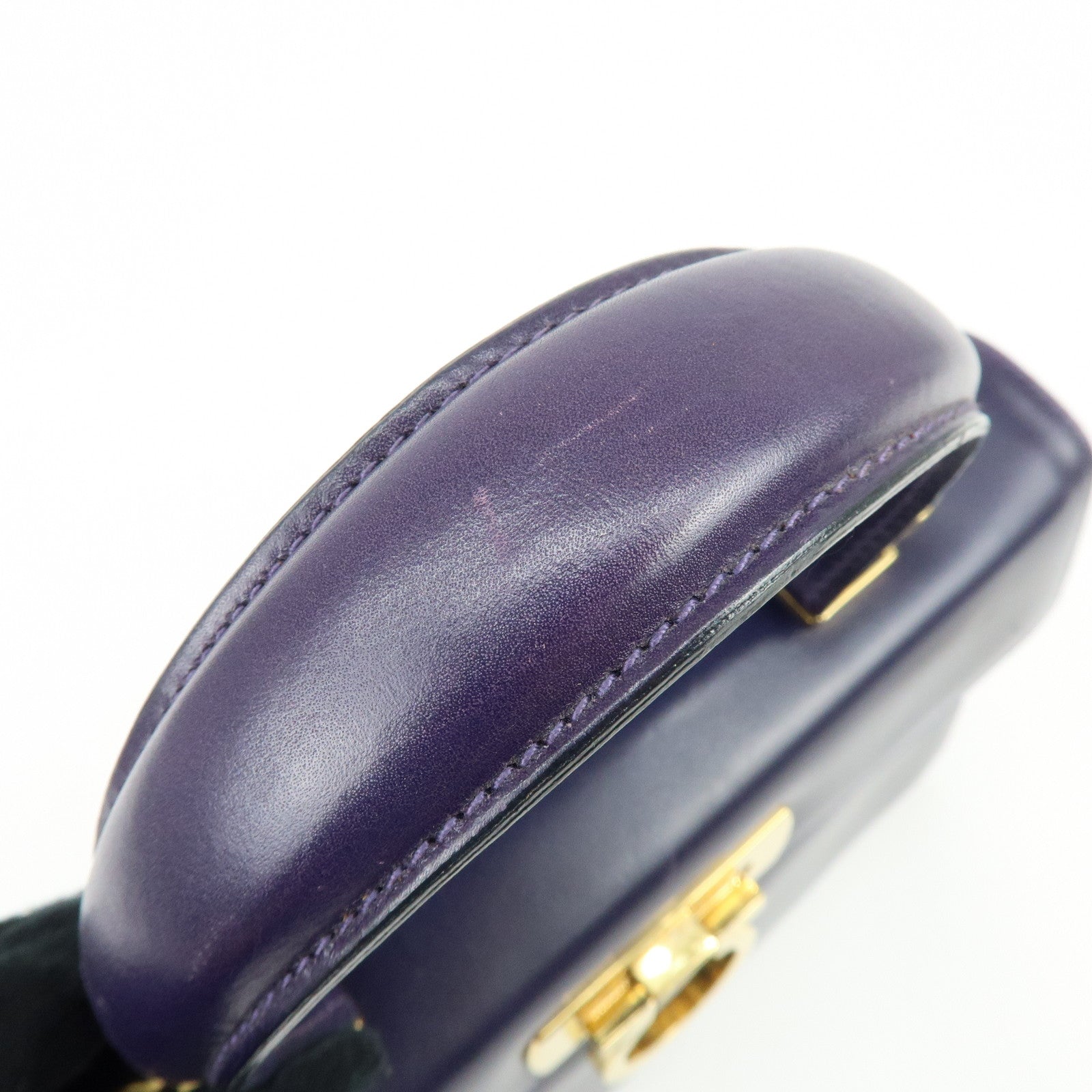 Ferragamo Gancini Leather 2Way Bag Hand Bag Shoulder Bag Purple