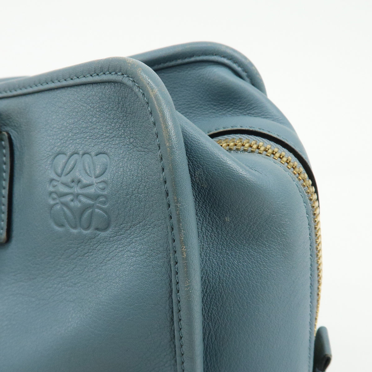 LOEWE Anagram Amazona 36 Leather 2Way Hand Bag Boston Bag Blue