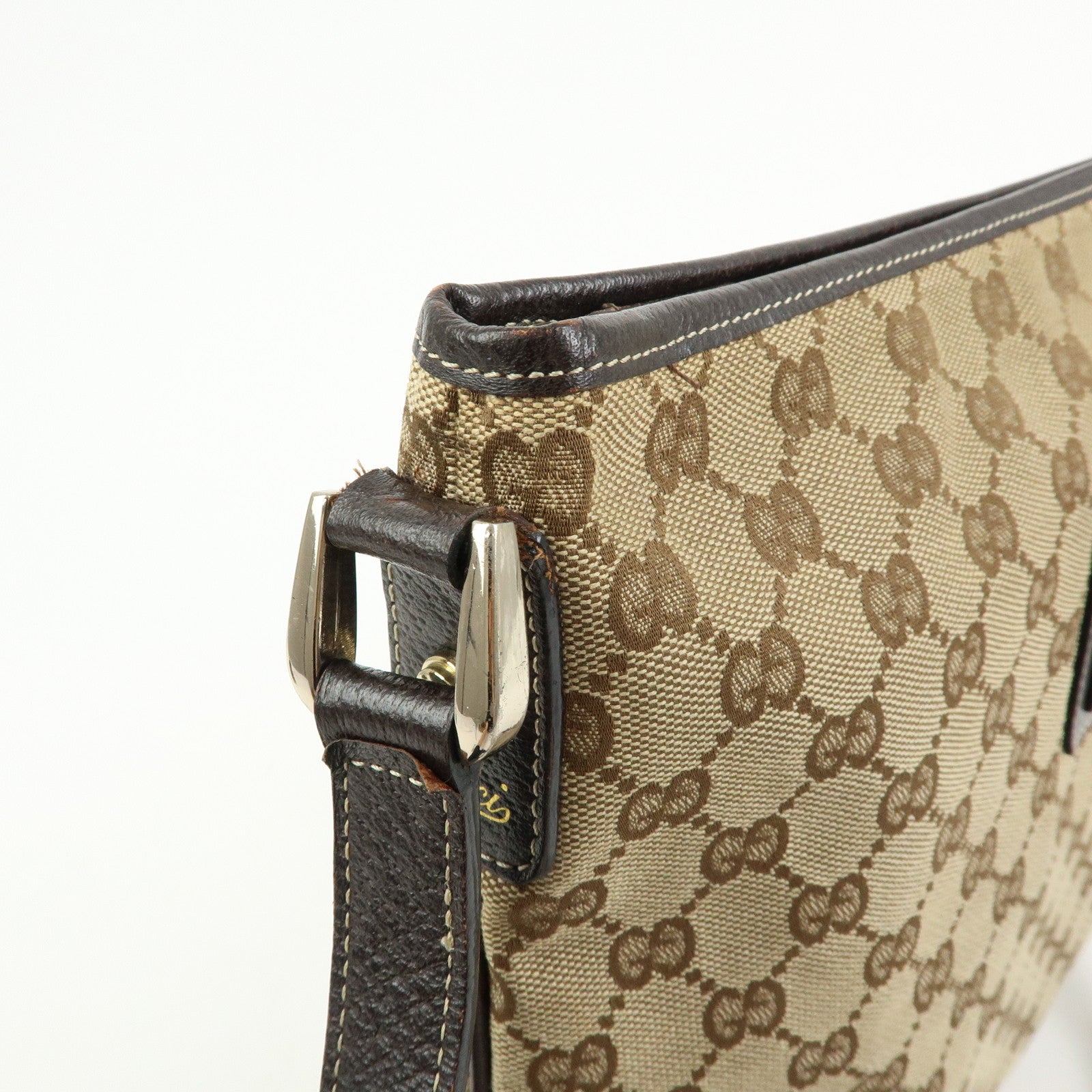 GUCCI Abbey GG Canvas Leather Shoulder Crossbody Bag Brown 131326